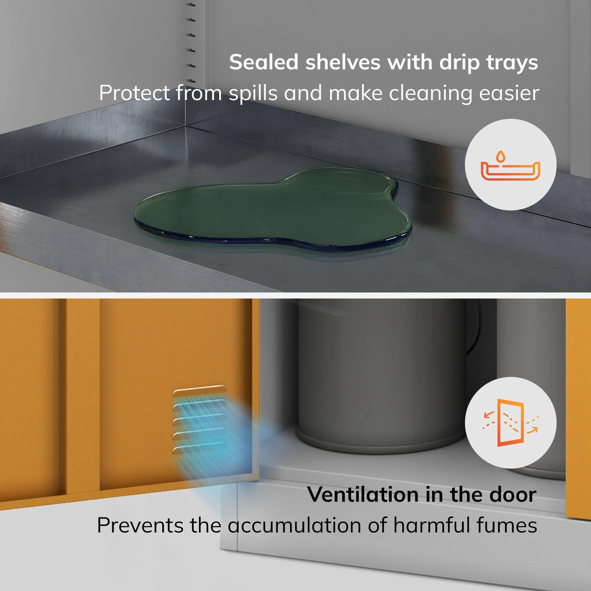 Armario de Acero para Productos Químicos 90 x 185 x 40 cm con Cerradura 4 Estantes