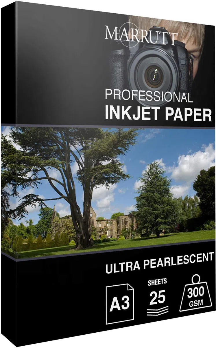 Marrutt Papel fotográfico de inyección de tinta ultra nacarado de 300 g/m²: A3-25 hojas
