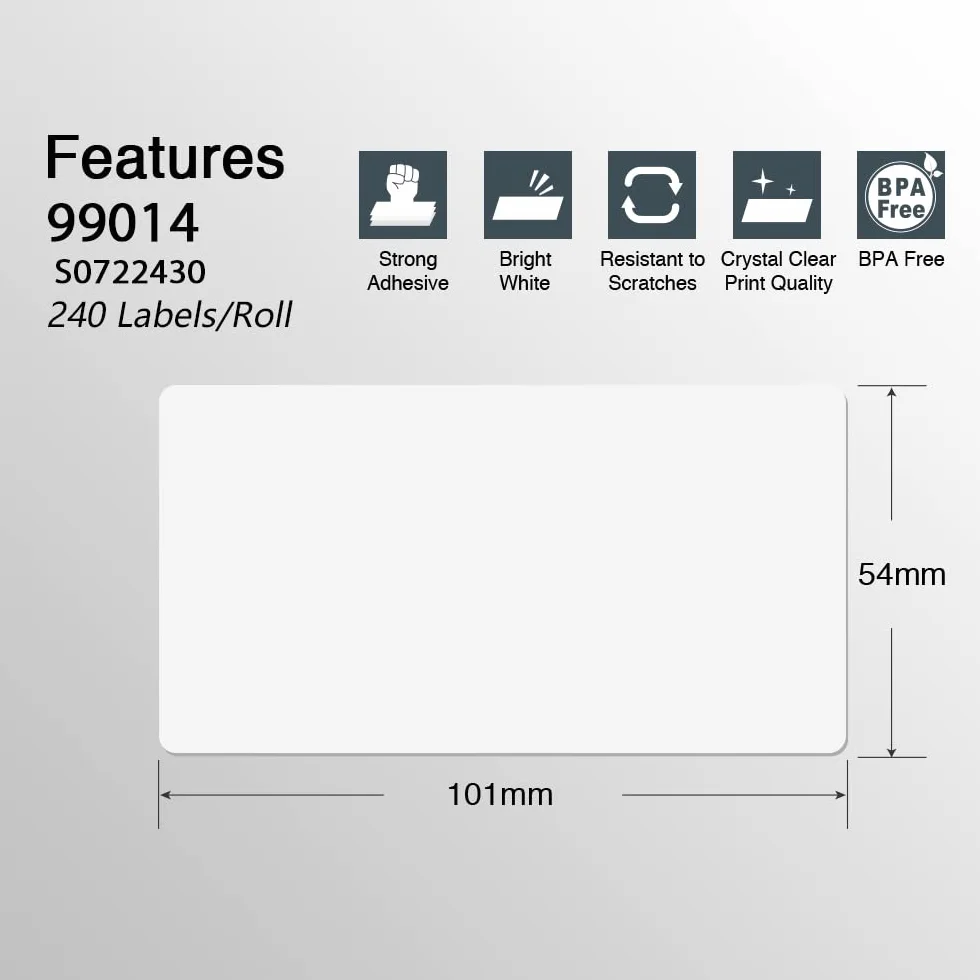 BETCKEY - 40 Rollos Grandes 99010 Etiquetas Adhesivas Compatible con DYMO S0722370, 28mm x 89mm, 14000 Etiquetas de Dirección para LabelWriter 450, 4XL, No se aplica 550 o 5XL