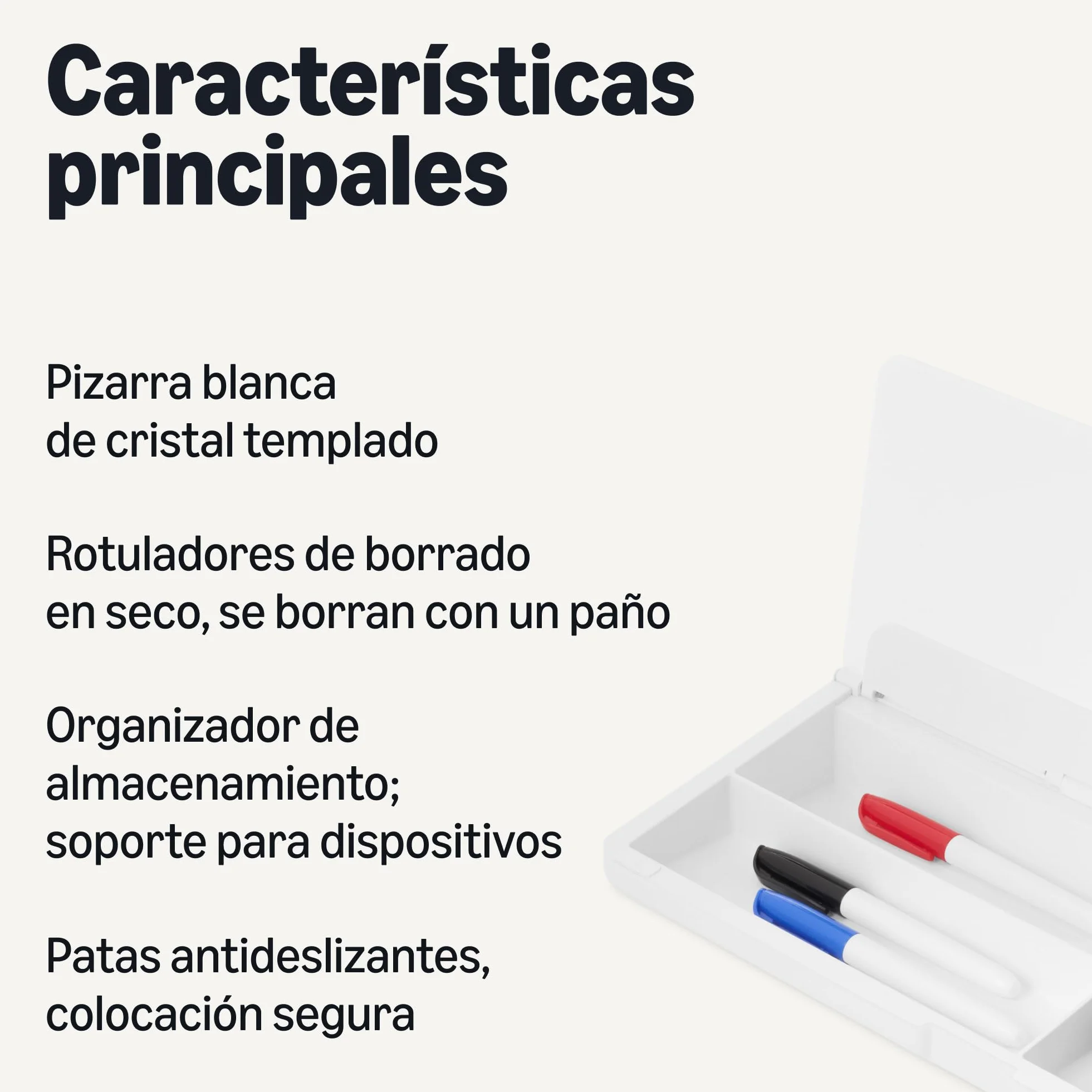 Amazon Basics Pizarra blanca de borrado en seco para escritorio con organizador y accesorios, 40.6 x 4.8 cm, Blanco