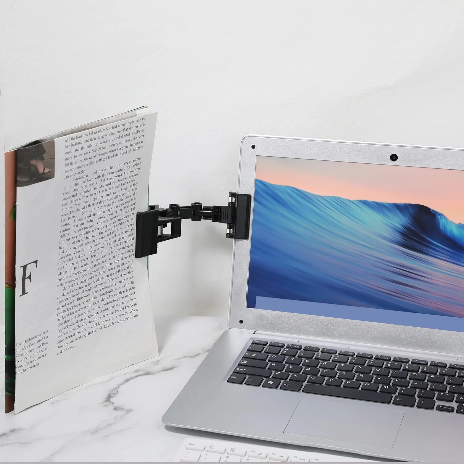 Soporte ajustable para documentos para escribir documentos flexible, soporte plegable para copias de papel, clip giratorio práctico para suministros de artista, abrazadera de lona, paquete de 2