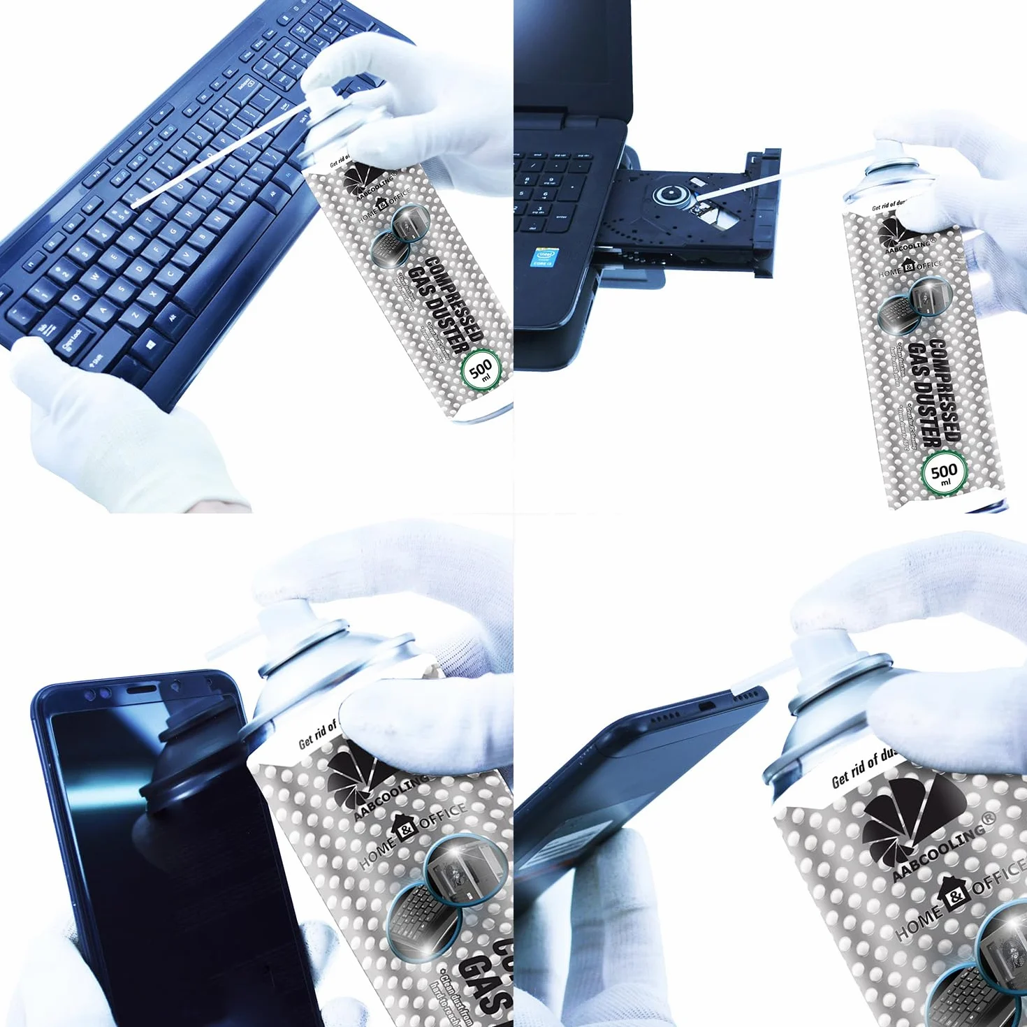 AABCOOLING Home&Office Aerosol de Aire Comprimido 6x500ml – Eliminación de Polvo, Soplador para Ordenadores, Impresoras y Otros Equipos Electrónicos