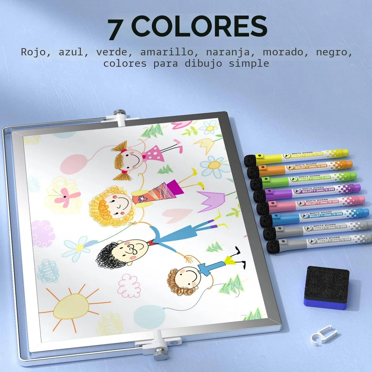 Nicpro A3 Pizarra Blanca, Pizarra Magnética Doble Cara con Soporte, 8 Rotuladores, 1 Borrador, 4 Imanes, Caballete de Pizarra Portátil para Estudiantes Útiles Escolares Oficina