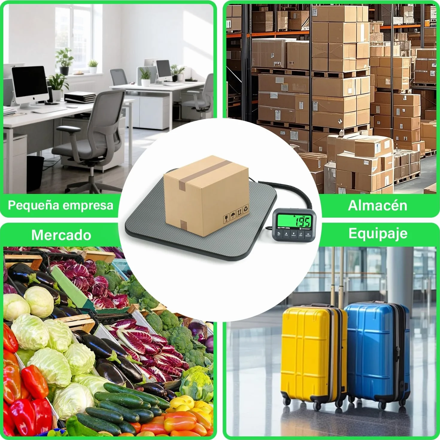UNIWEIGH Báscula postal digital de 440 libras, báscula de envío de alta precisión de 0.3 onzas para paquetes con retención/tara/conteo, báscula comercial para pequeñas empresas, báscula de envío para