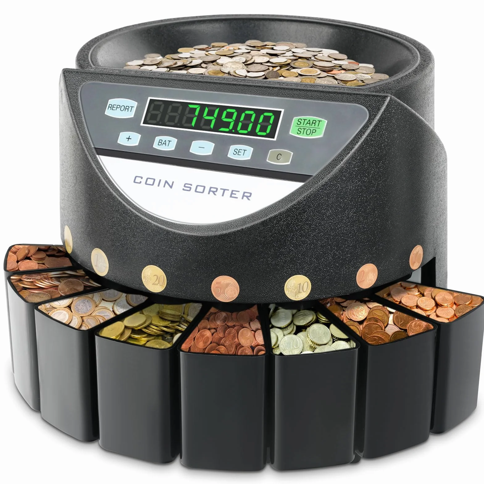 Máquina Contadora de Monedas Clasificador Euro Contador de Dinero
