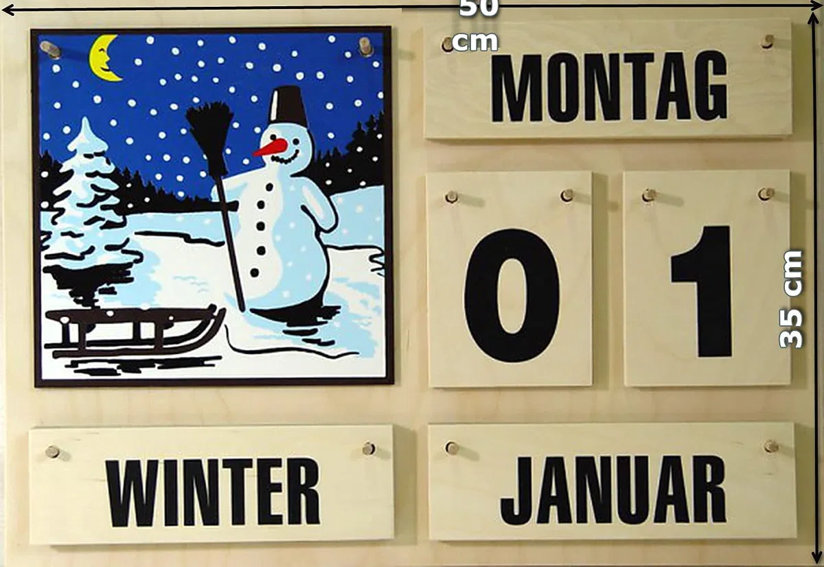 Madera Calendario con números negras 35 * 50 * 1,2 cm