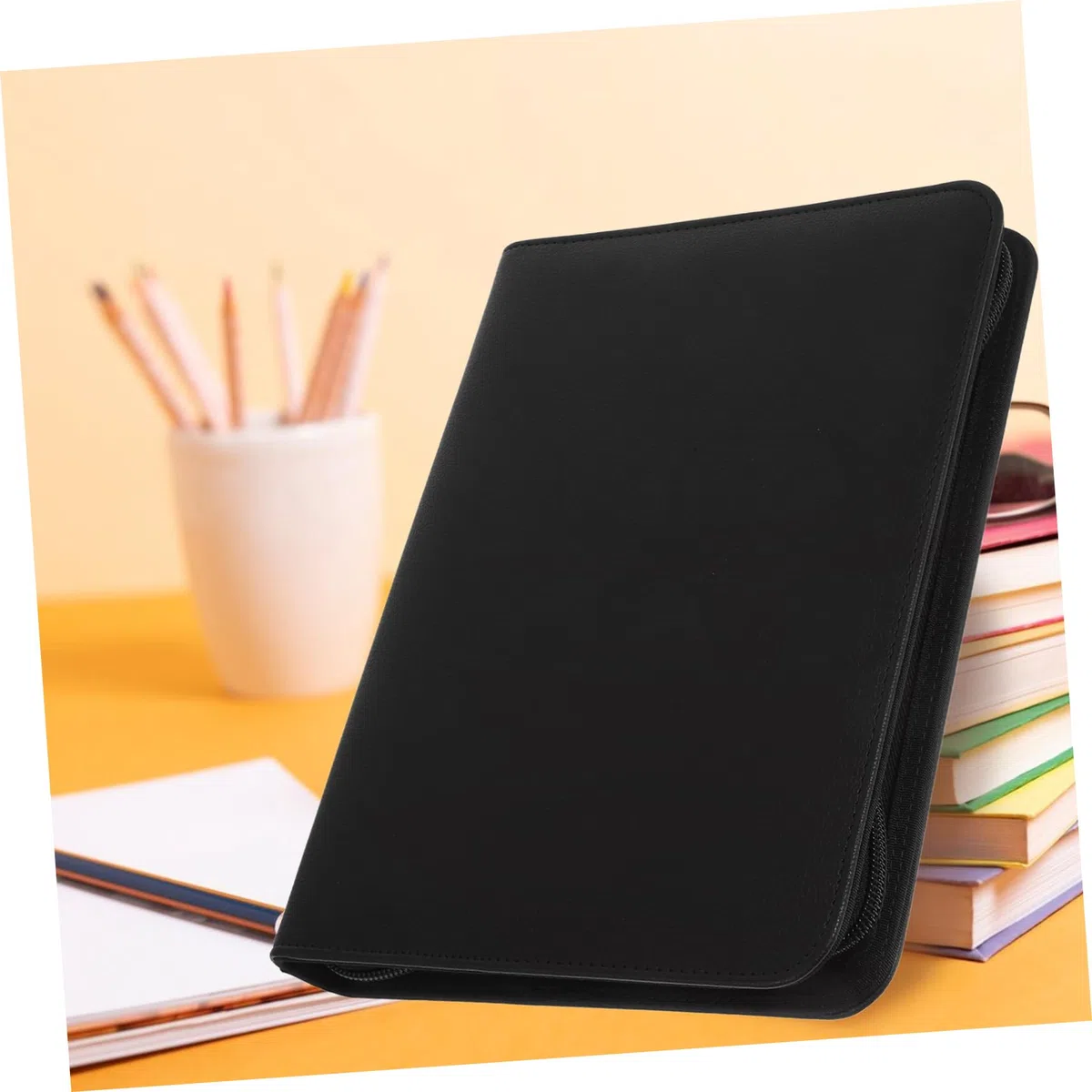 Organizador Carpeta de Chequera Pu Tamaño A5 Cremallera, Portafolios para Documentos Resistente, Carpeta de Negocios para Oficina y Viaje, Adecuado para Profesionales