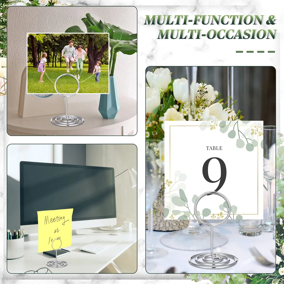 60 soportes para números de mesa, mini soportes para tarjetas de 5 cm, soportes para números de mesa, soportes para notas de oficina, soporte para tarjetas de nombre, clips de alambre, soporte para