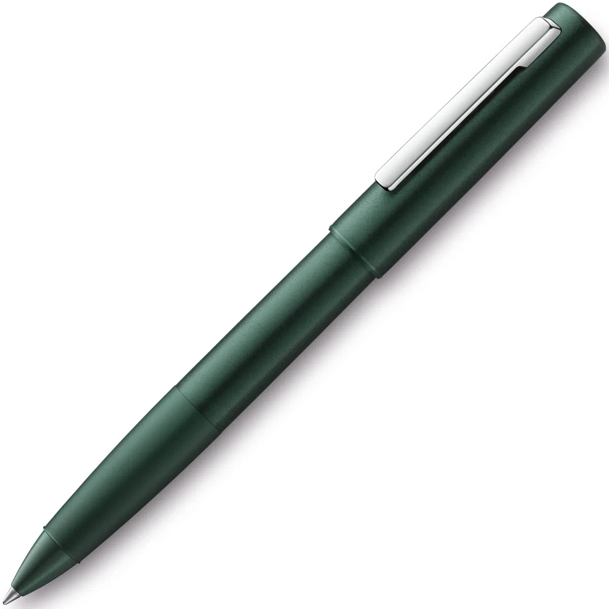 Lamy Aion 377 - Bolígrafo de punta redonda de aluminio sin costuras en color verde oscuro con clip de acero inoxidable pulido, con mina M 63 negra, ancho de trazo M