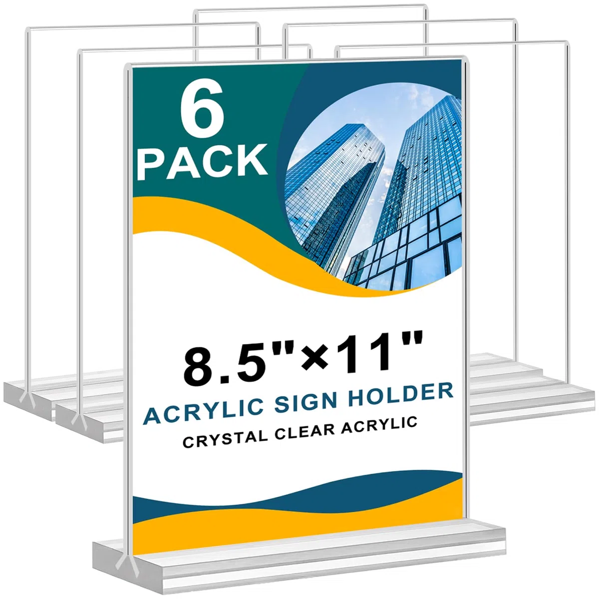 Soporte de letreros de acrílico de 8,5 x 11 pulgadas, soporte de carteles de mesa de acrílico transparente, soporte de folleto de doble cara de plástico para tarjetas de papel de imagen, oficina en
