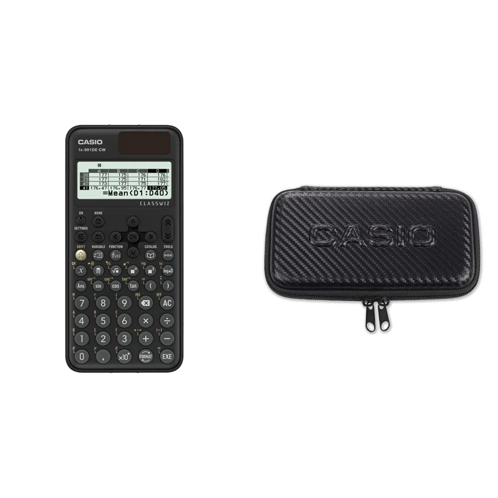 Casio FX-991DE CW ClassWiz calculadora científica técnica & FX-Case-CB-BK2 - Funda Protectora para calculadora científica técnica, Color Negro