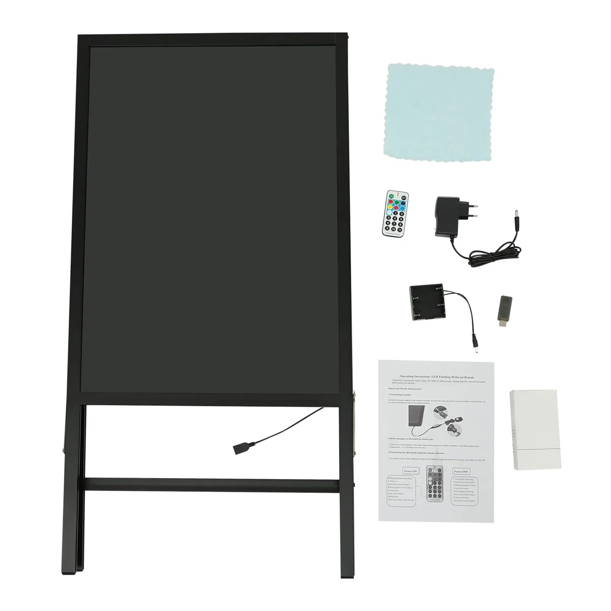 50 cm x 70 cm Pizarra publicitaria luminosa con 8 bolígrafos de neón, mando a distancia, cartel de aviso iluminado, pizarra LED, pizarra borrable, indicador de menús de pie, letreros luminosos