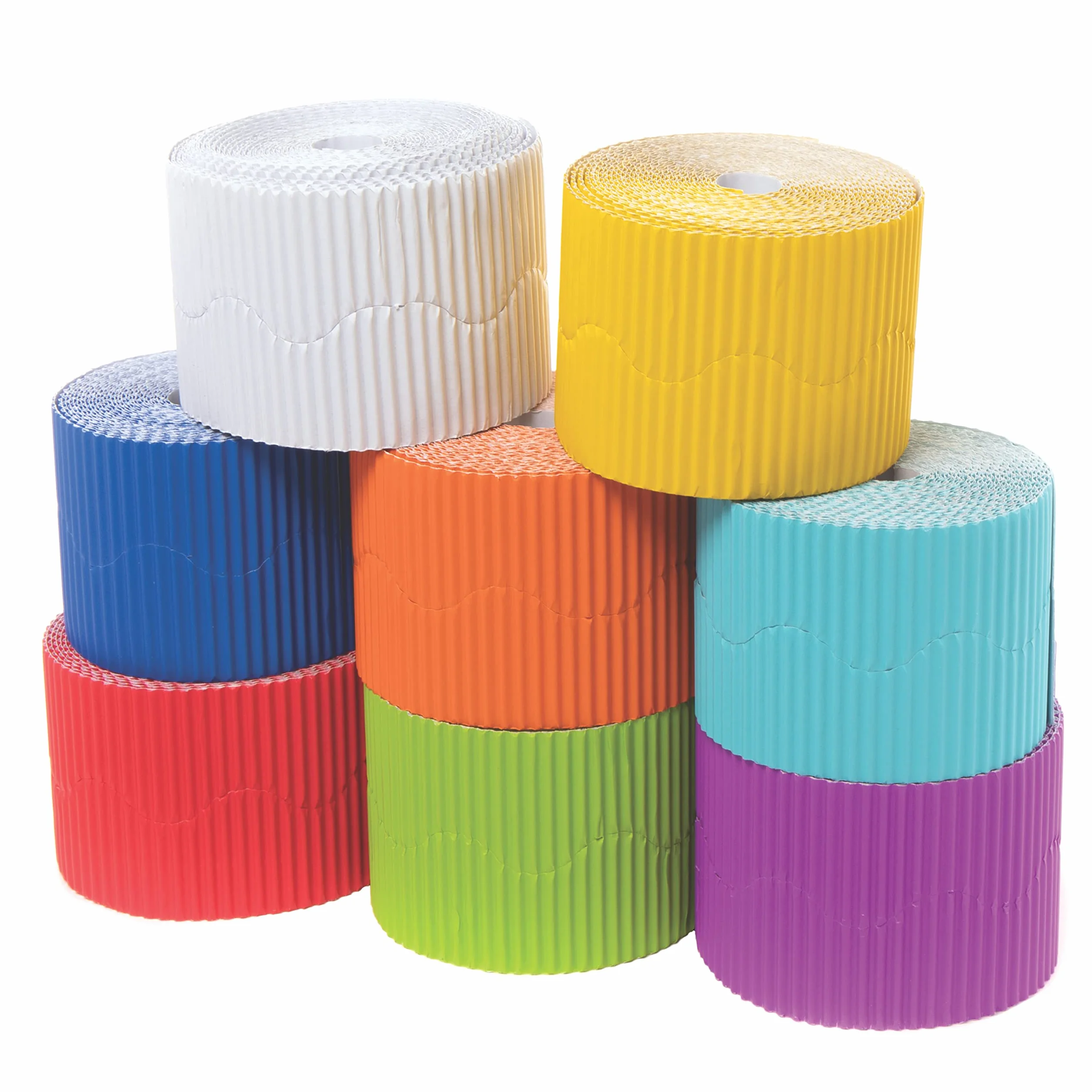 Baker Ross FE443 Bordes de Exhibición Arcoíris - Paquete de 8, Borde Corrugado para Decoraciones Escolares