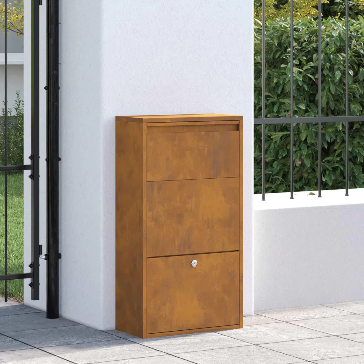 Paketdrop-Box - Caja con puerta (44 x 22 x 82 cm, acero galvanizado, se puede cerrar con llave)