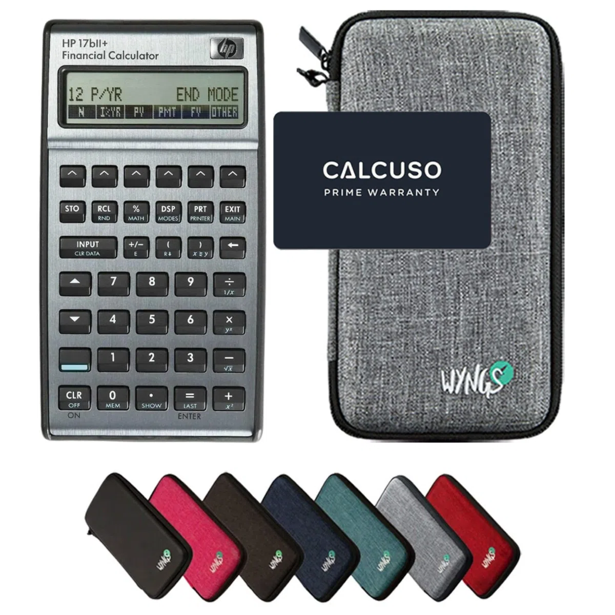 HP 17bll+ con Funda Protectora WYNGS Gris Claro - Calculadora Financiera - Paquete Básico