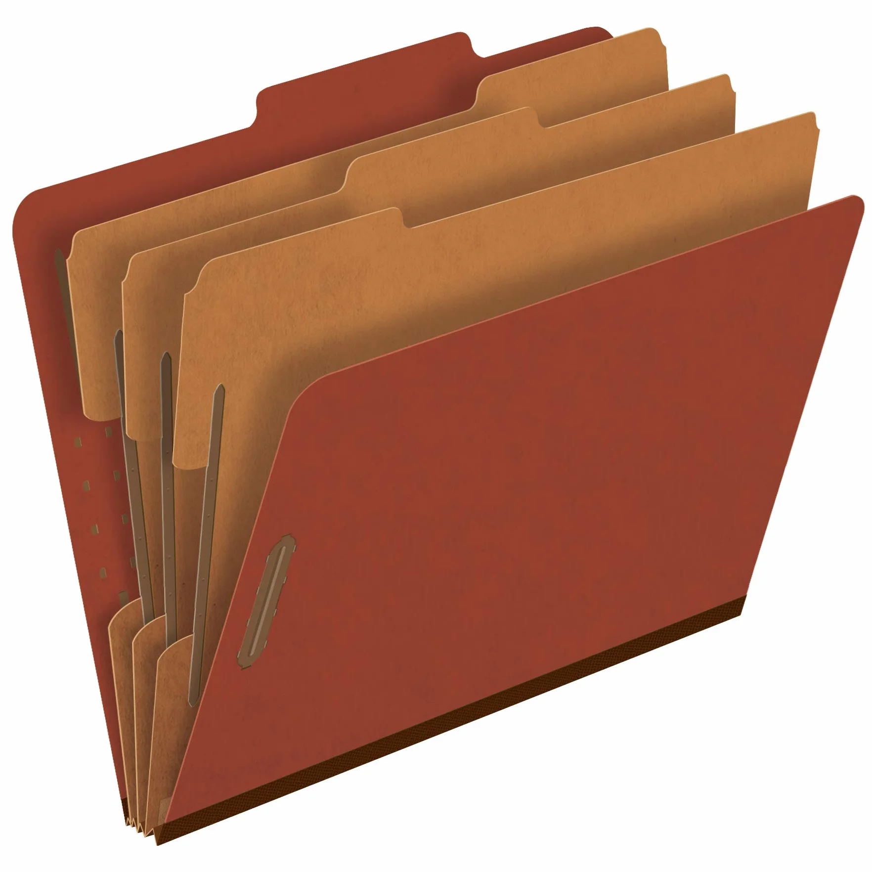 Pendaflex Carpetas de clasificación de tablero prensado, 3 divisores, cierres integrados de 2 pulgadas, corte de pestaña de 2/5, tamaño carta, rojo, caja de 10 (1357R)