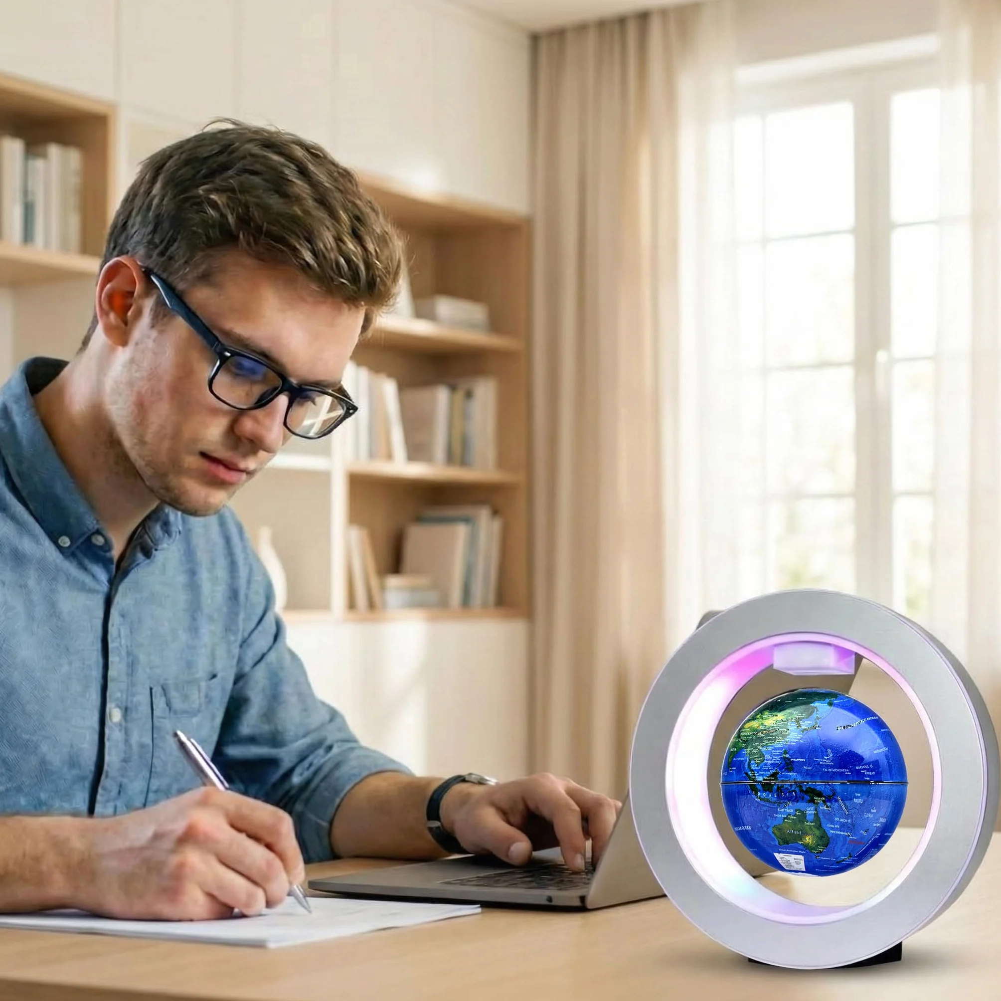 Globo Flotante de Levitación Magnética 4" con Constelaciones LED, Giratorio para Niños, Decoración de Oficina y Regalo Único para Hombres o Presente Tecnológico de Cumpleaños para Adolescentes