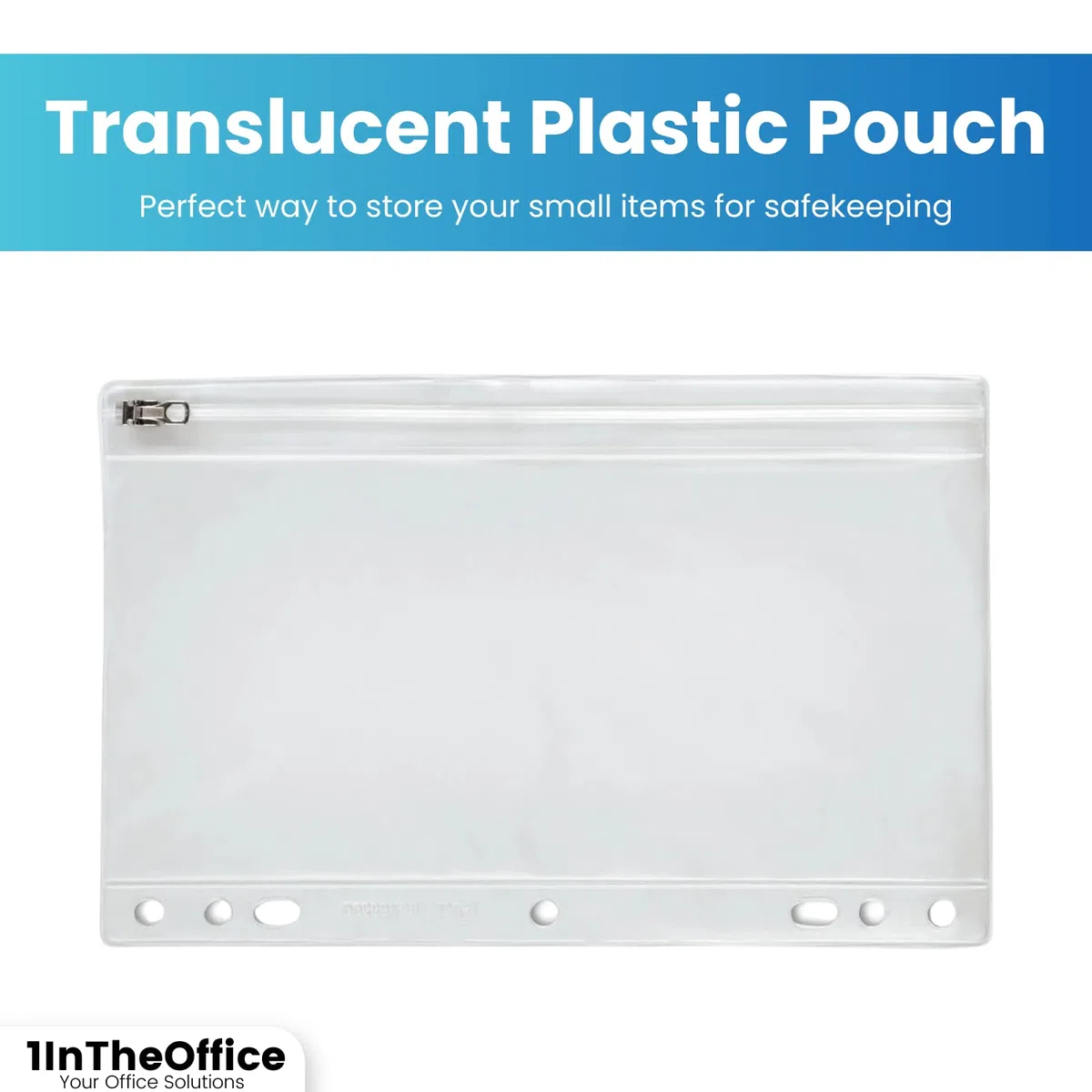 1IntheOffice Estuche transparente para lápices de 3 anillas con cremallera, vinilo, paquete de 8