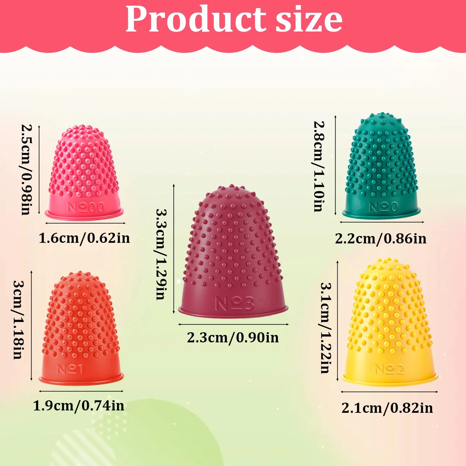 5 protectores de dedos de goma de silicona para dedos calientes, dedales de goma gruesos, reutilizables, para contar dinero, clasificar, escribir, clasificar en 5 tamaños y colores