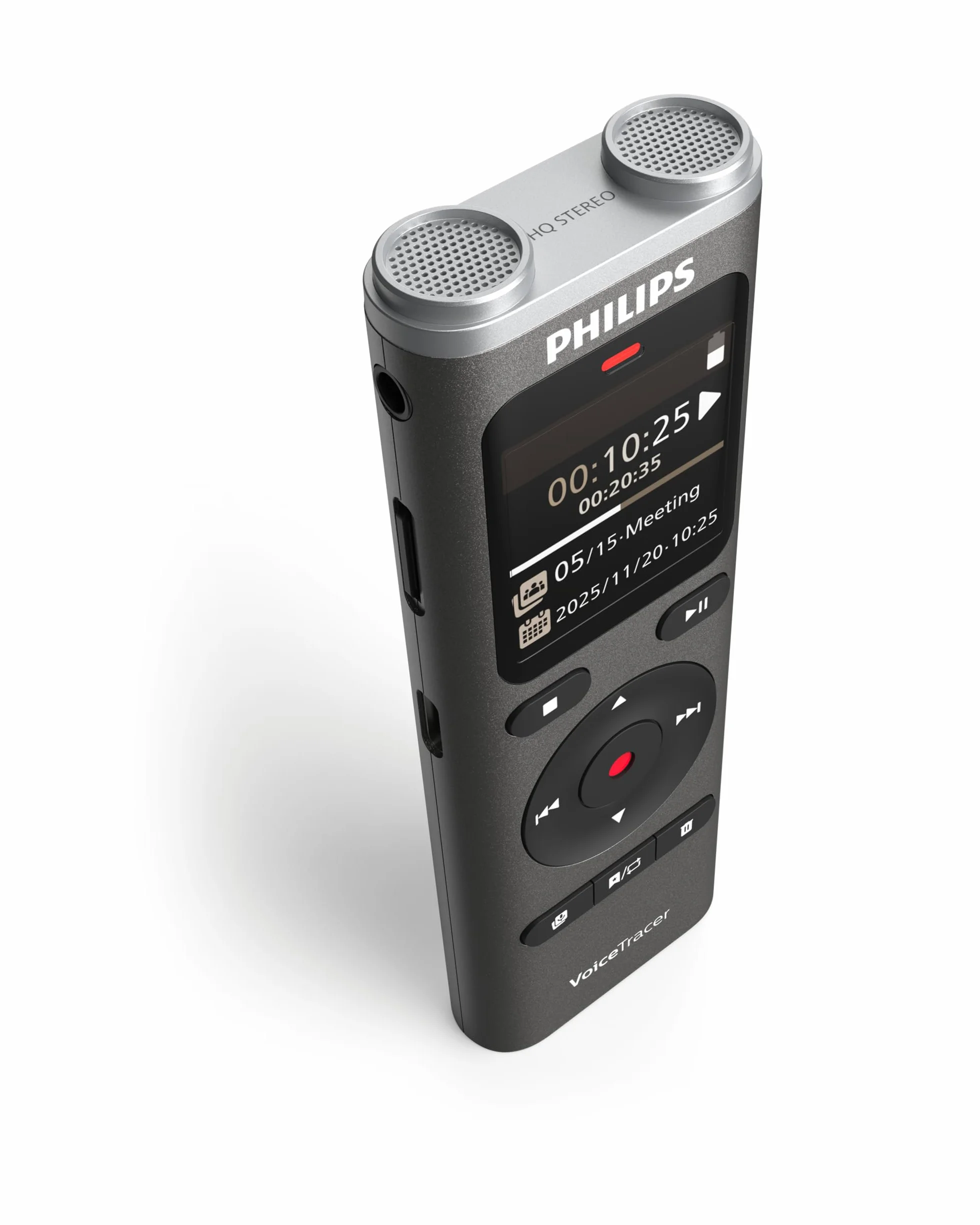 Philips DVT2075 VoiceTracer, grabadora de Audio, 8 GB, MP3, estéreo, batería Recargable de polímero de Litio. Sembly AI para reconocimiento de Voz multialtavoz, creación de resúmenes, actas de