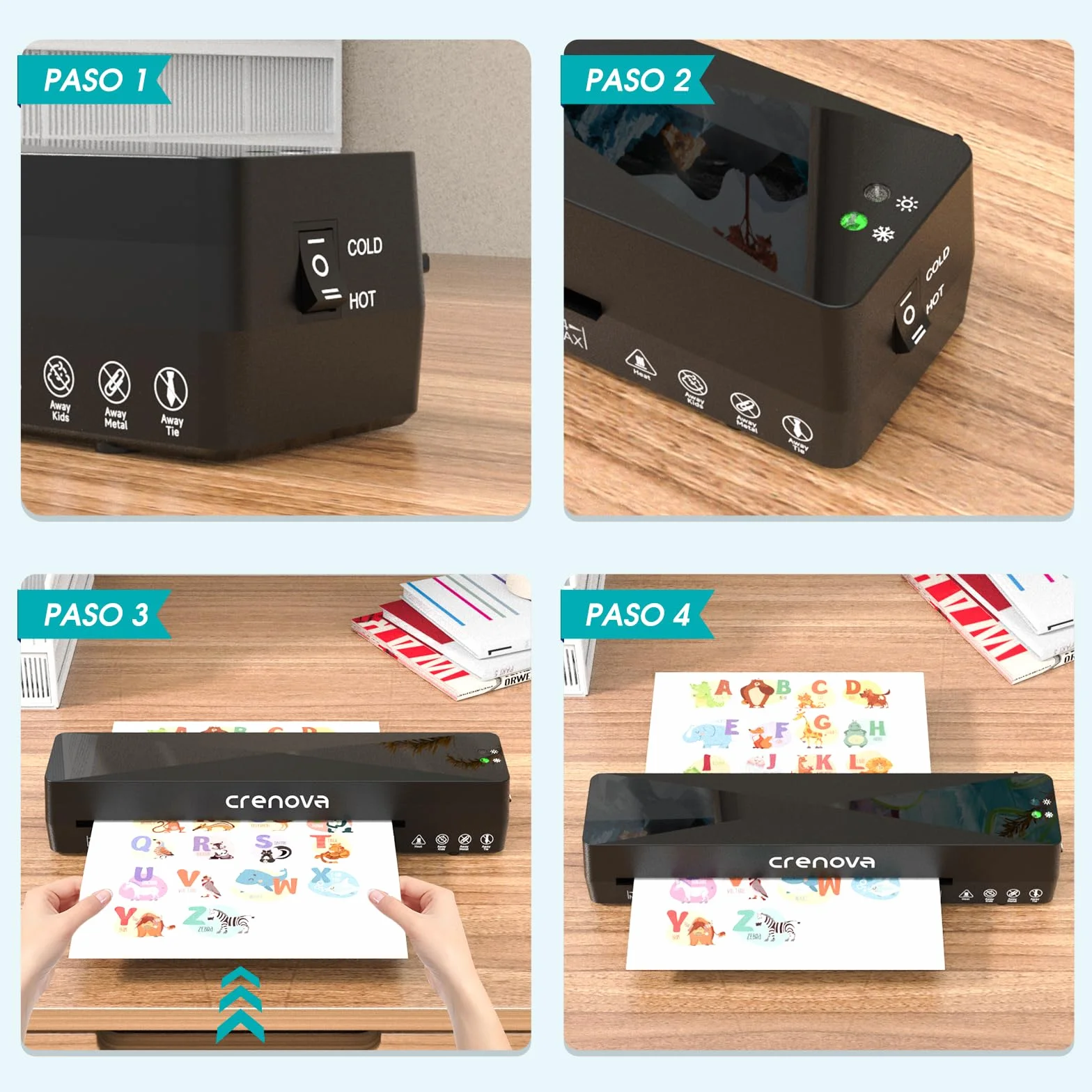 Crenova Plastificadora con Guillotina, Modo Frío y Caliente, Laminadora 11 fundas, Negro