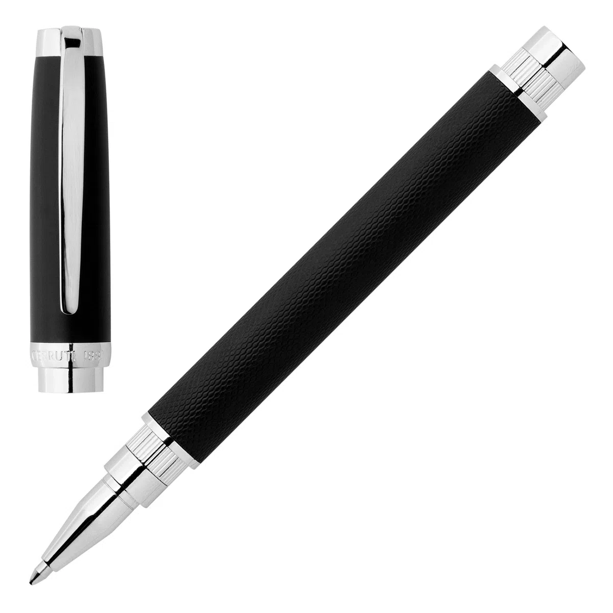 Cerruti 1881 Myth Black - Bolígrafo con cuerpo negro, mina negra, elegante caja de regalo (cromado)