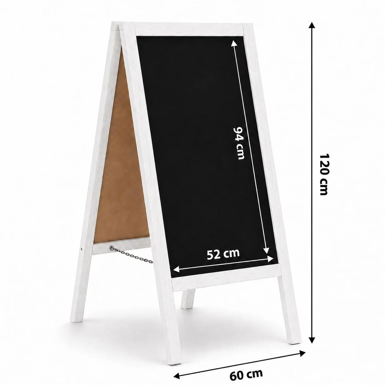 MG Design Pizarra Caballete Madera 60 × 120 cm Doble Cara Marco Blanco Plegable