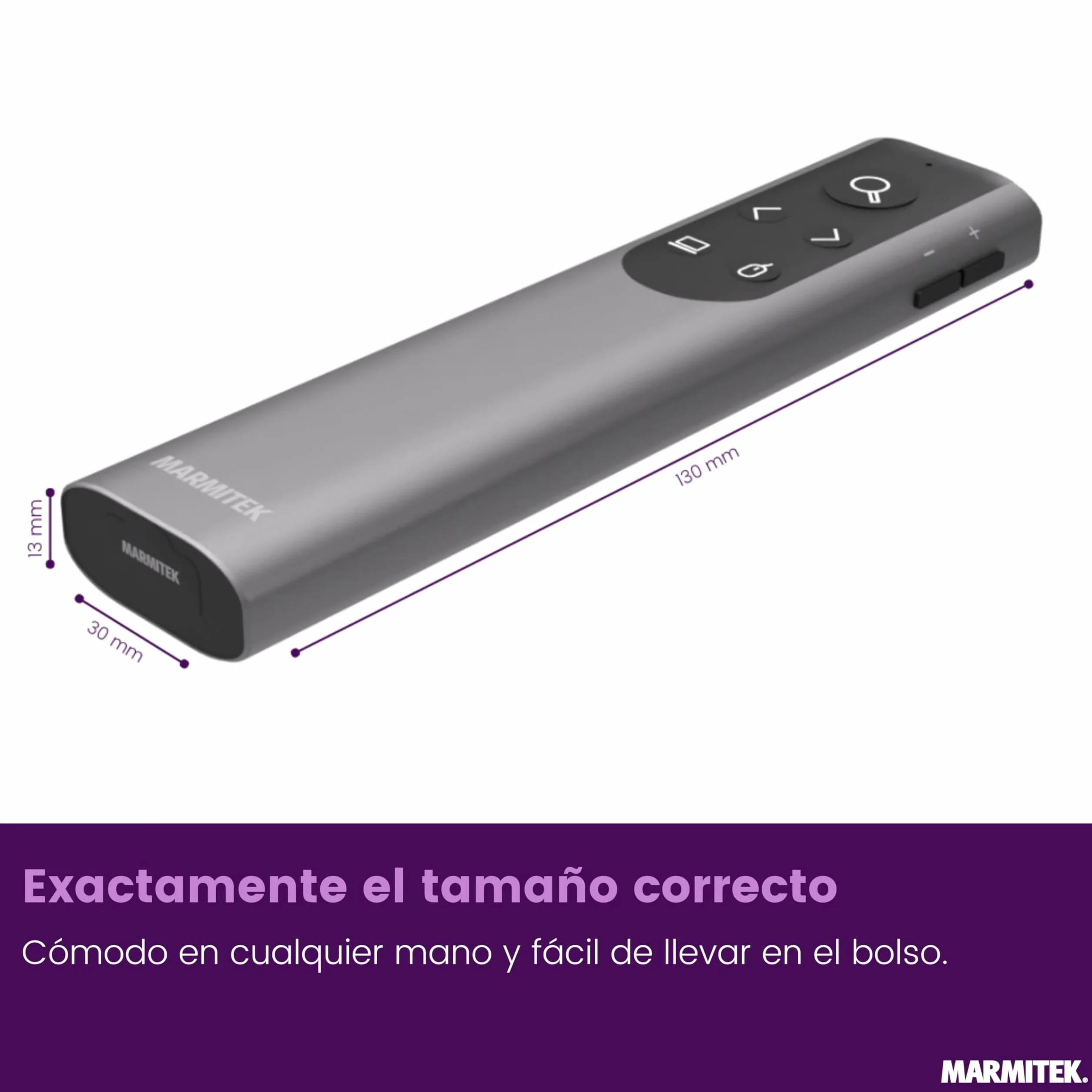 Controlador de presentaciones Marmitek WPR 400 – Puntero digital y Air Mouse – Función zoom y marcado – Receptor USB-C y USB-A – Presentación inalámbrica – Wireless Presenter – Clicker PowerPoint