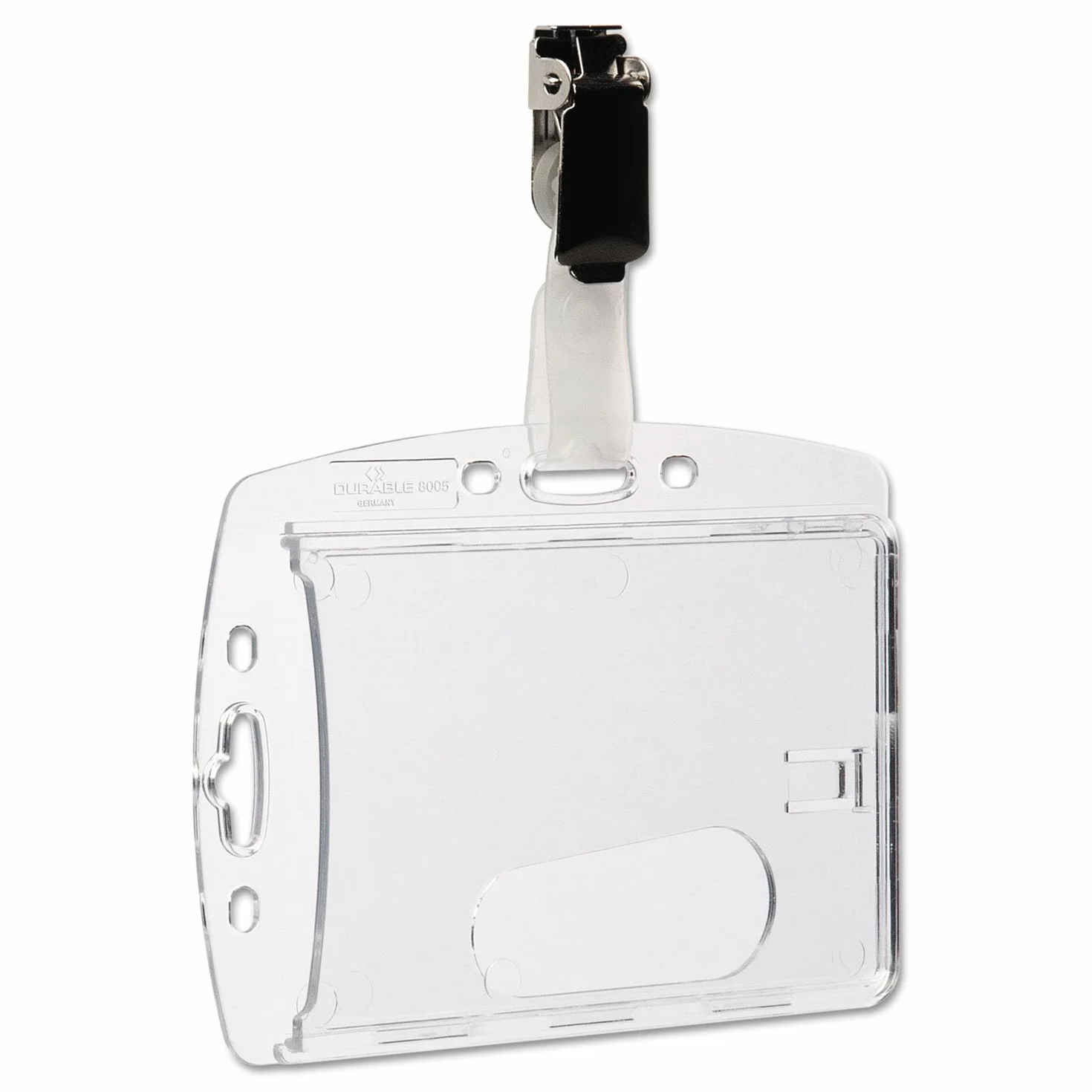 Durable 800519 Identificador rígido con pinza para 1 tarjeta de seguridad/credencial 54 x 87 mm, 25 piezas, transparente