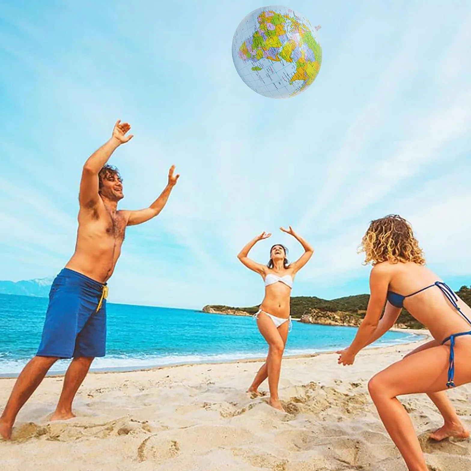 Globo del Mundo Inflable Mapa,2 PCS Globo Terráqueo Inflable para Adolescentes Globo del Mundo Hinchable de PVC Mapa Mundi Interactivo Bola del Mundos para Playa Piscina o Aula