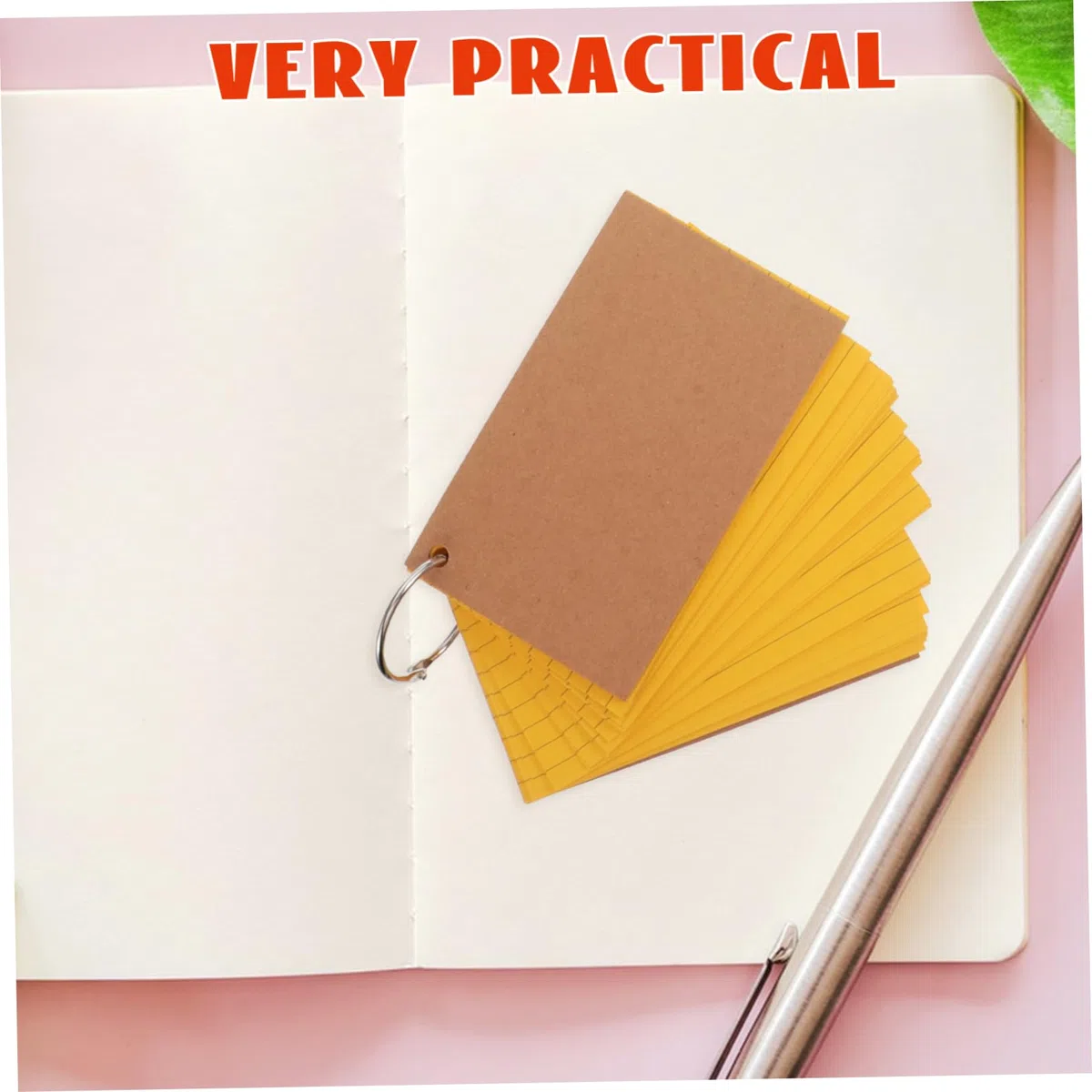 Operitacx 10 Piezas Tarjetas de Estudio Anillo Fichas de Vocabulario Doble Cara con Tarjetas de Notas Ajustables para Trabajo y Reuniones Material Escolar y Oficina
