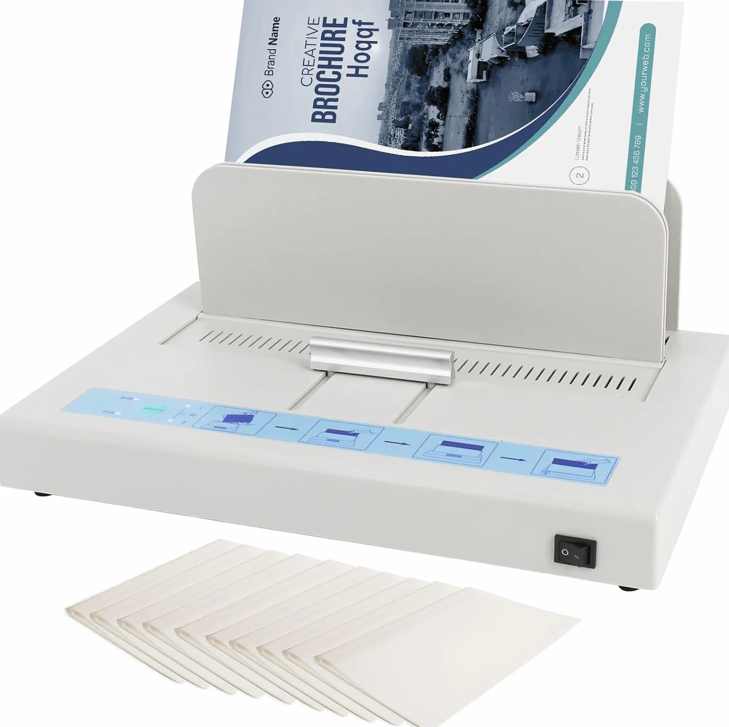 Encuadernadora térmica con capacidad para 500 hojas, material de encuadernación de 110 V, A3 (borde corto)/A4/A5 carpeta de calor para documentos | Compatible con tamaños A3, A4, A5, elementos calefactores de cerámica PTC