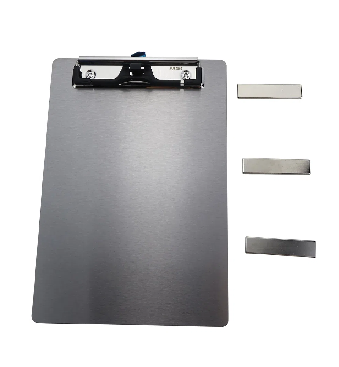Portapapeles magnéticos de acero inoxidable con clip plano 304 de color negro para frigorífico, rieles de recetas de cocina (A5)