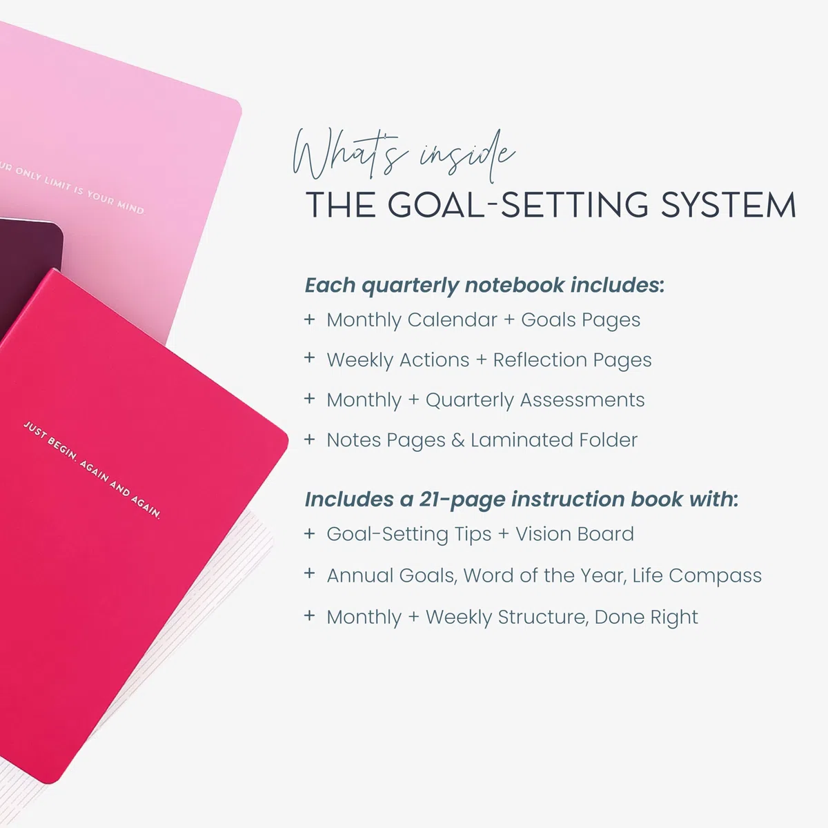 MäksēLife Cuadernos para establecer objetivos, juego Moxie | Planificador de 12 meses sin fecha para visión audaz y acciones semanales, sistema de logros de fomento de confianza A5