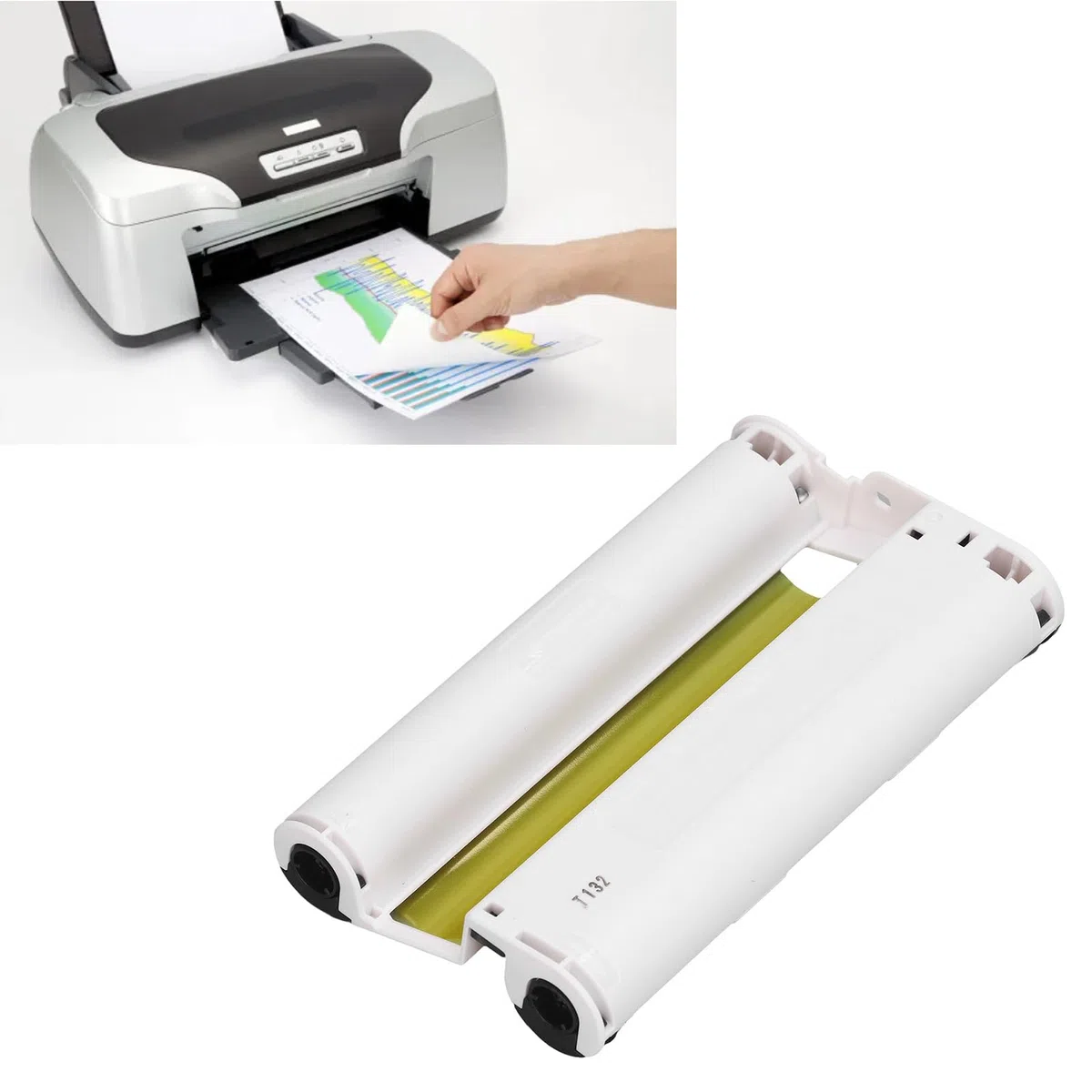Alomejor Juego de Cartuchos de Tinta de Color, Papel Fotográfico para Impresión Selphy CP1300 de 4 X 6 Pulgadas, 3 Paquetes de 108 Hojas