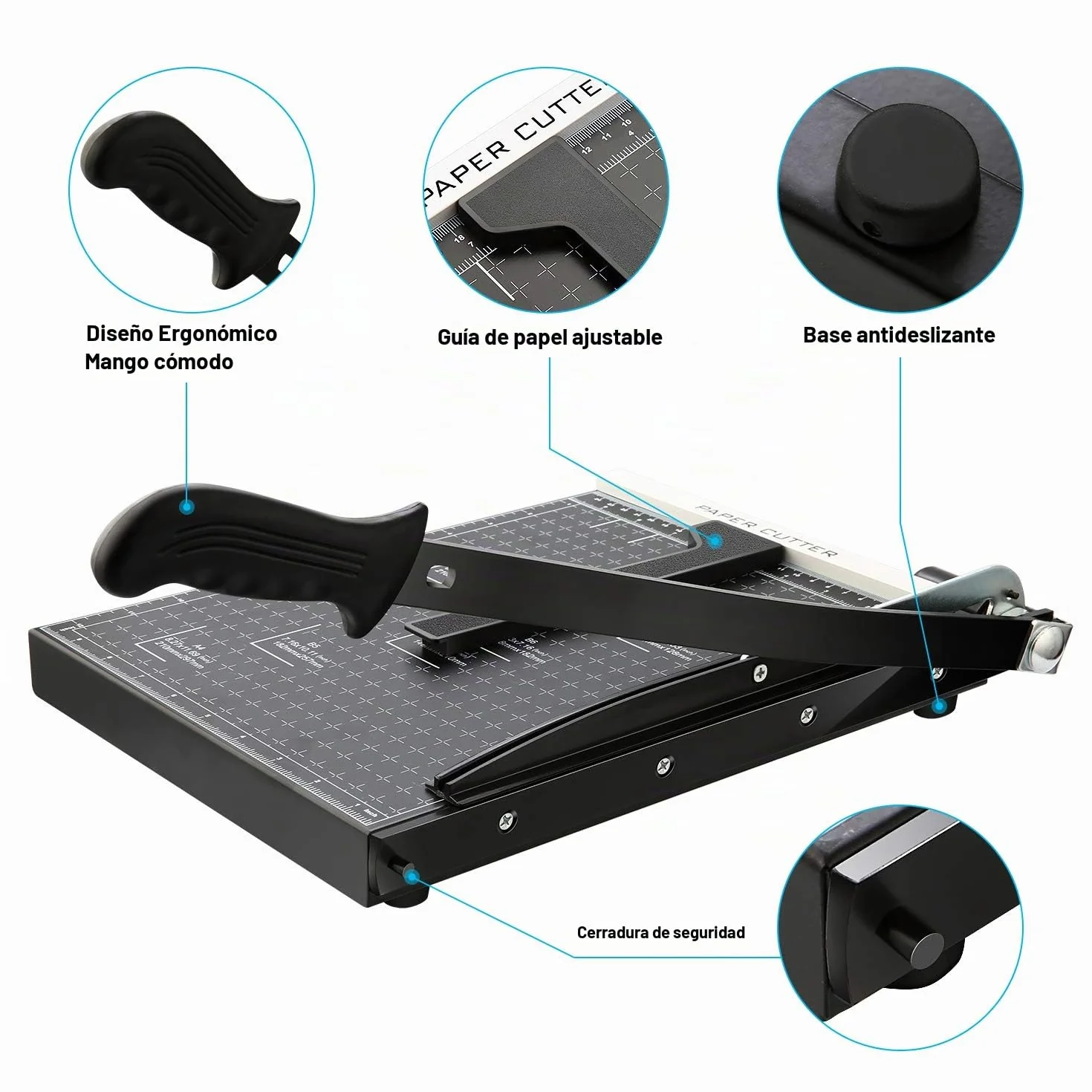 Massicot A4, capacidad de corte, 12 hojas de papel para oficina, escuela, ocio, creativo, papel, color negro