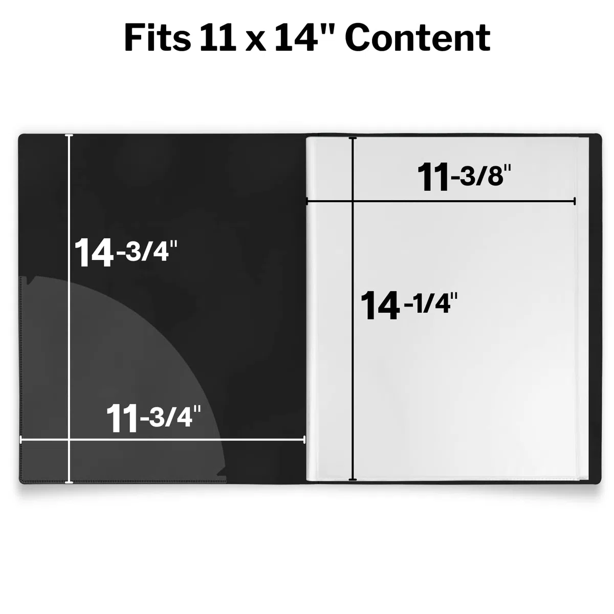 Dunwell Carpeta de 11 x 14 pulgadas con fundas – (negro), 24 bolsillos, 48 páginas, carpeta grande con fundas de plástico, libro de presentación de 11 x 14 pulgadas con fundas protectoras, portafolio