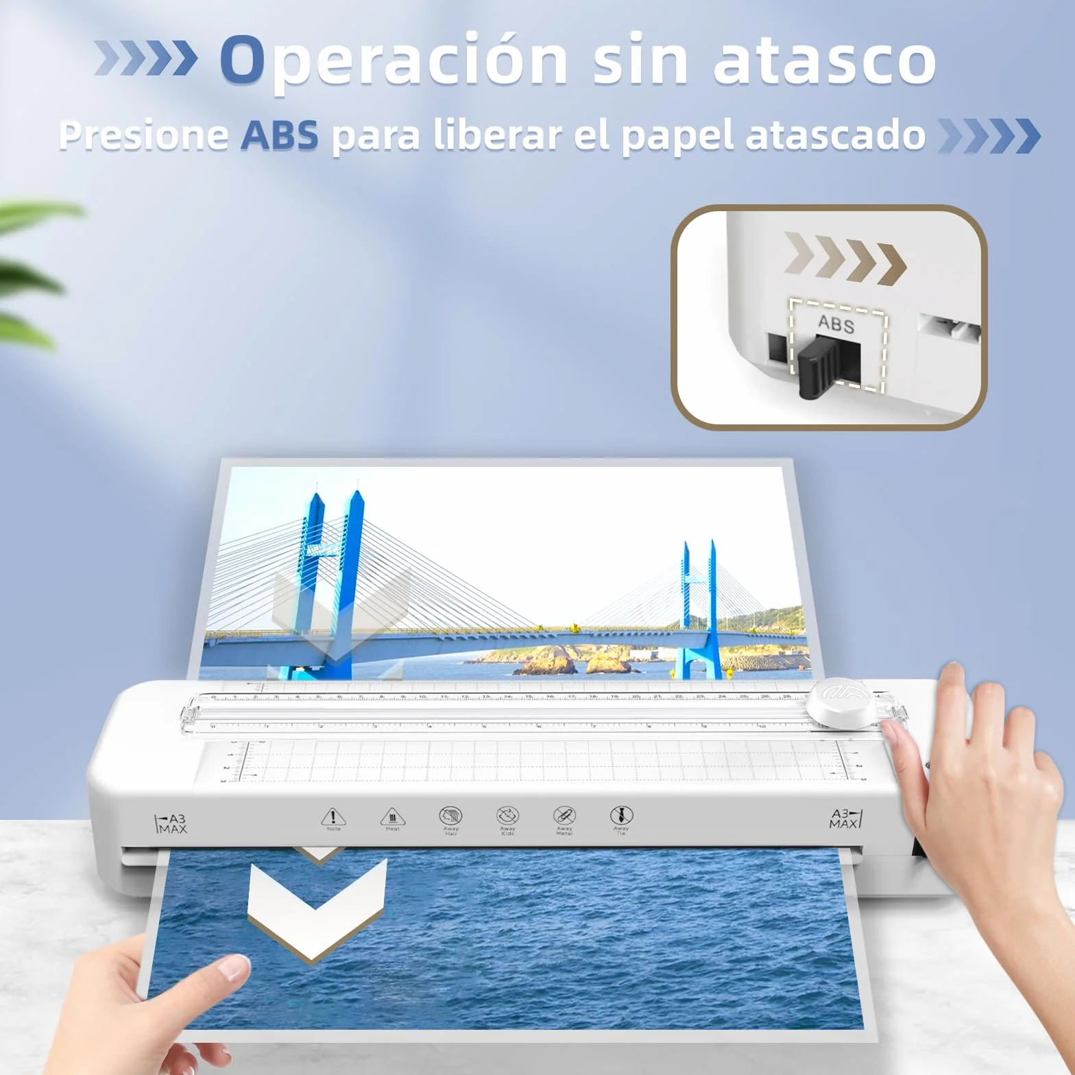 Crenova Plastificadora A3 con 30 Láminas, Máquina de Laminación en Caliente y Frío con Cortador de Papel y Redondeador de Esquinas