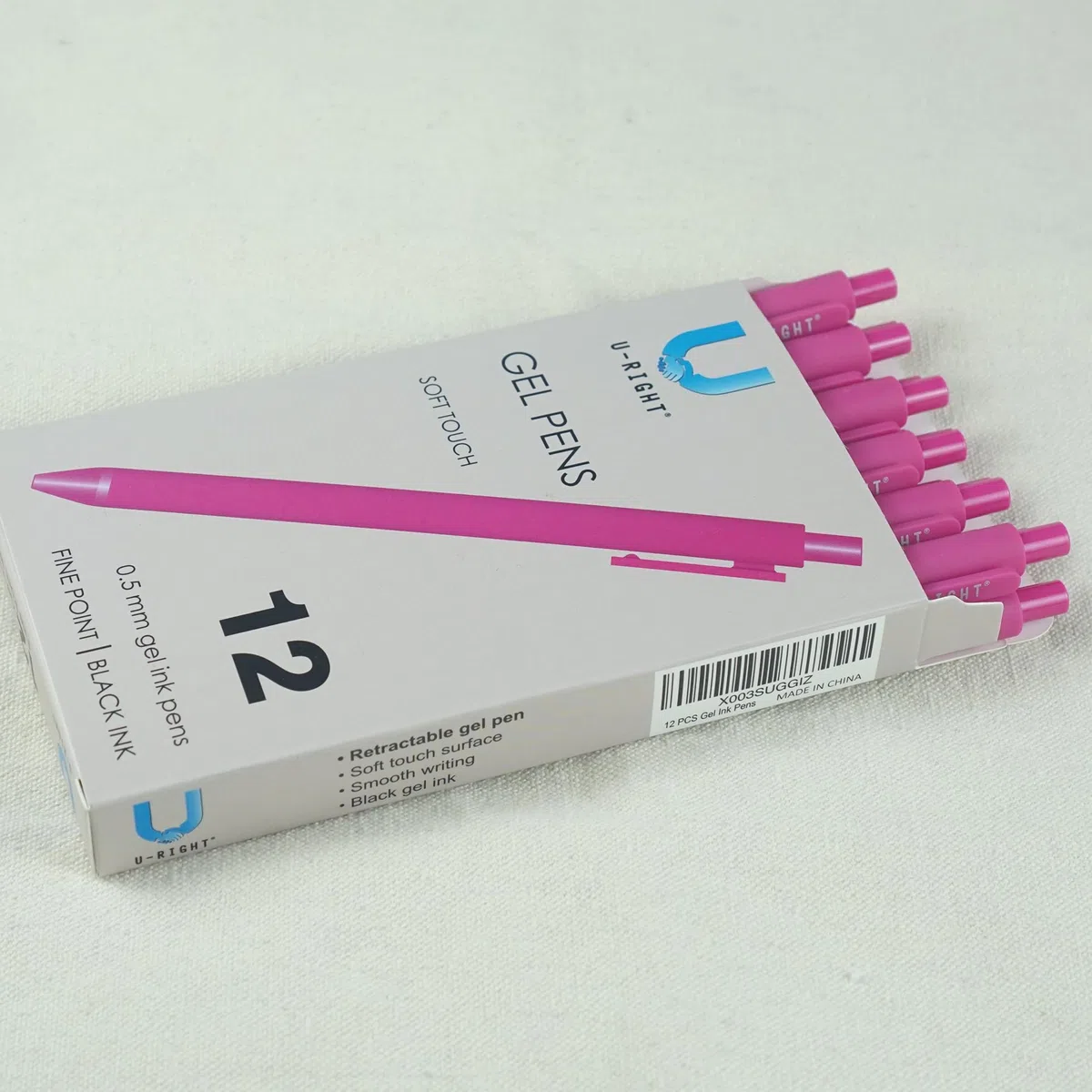 U-RIGHT 12 bolígrafos de tinta de gel rosa, tinta negra