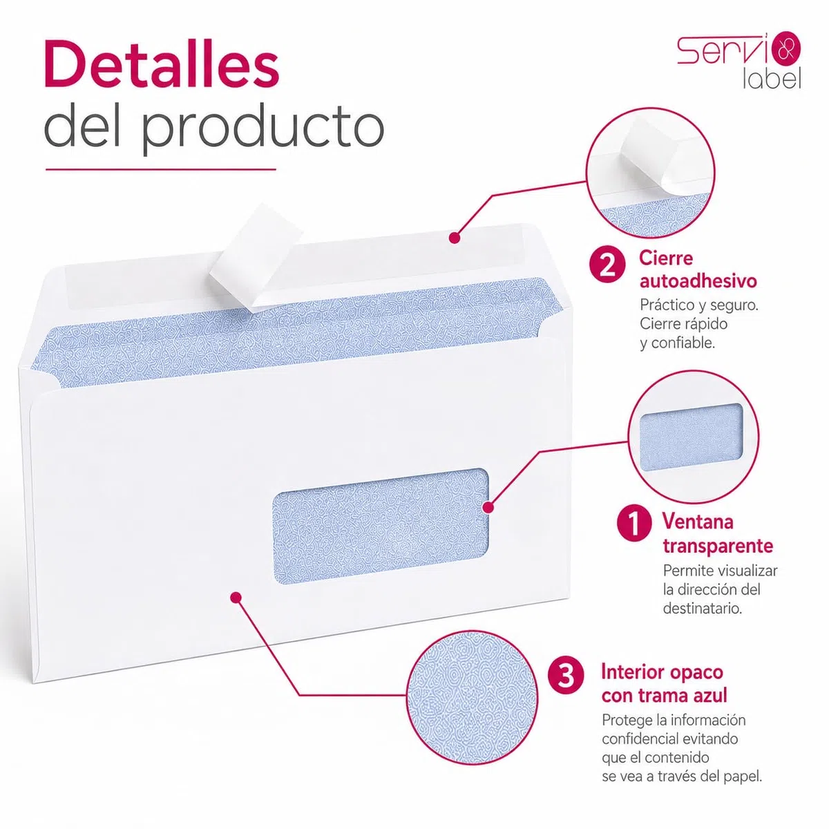 Pack 500 Sobres de Papel Blanco Americano 225x115mm | Con Ventana | Formato Profesional | Cierre Seguro | Para Cartas Facturas Documentos y Envíos de Oficina
