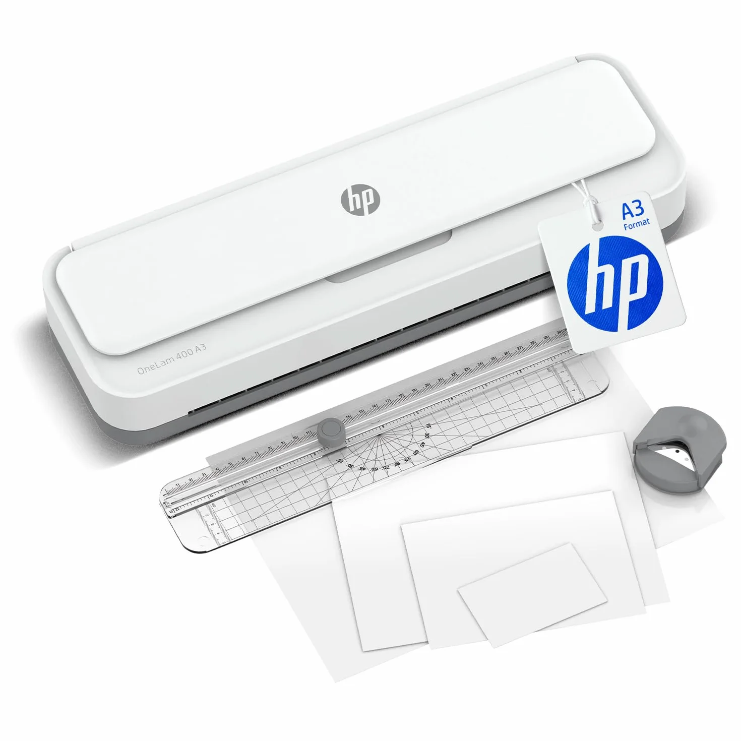 HP OneLam 3161 - Laminadora A3, 75/80-125 micrones, incluye línea de corte, redondeador de esquinas y láminas de laminación