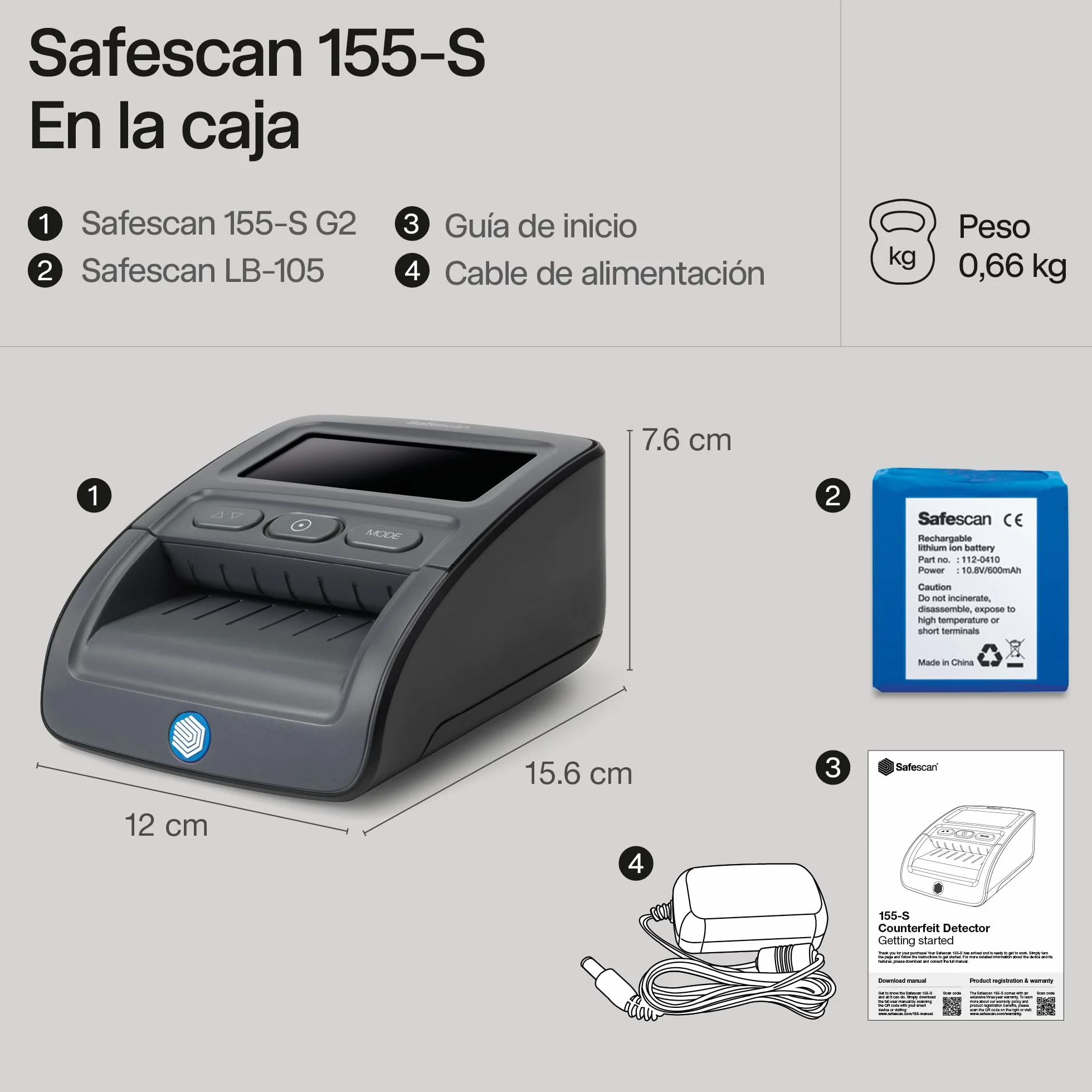 Safescan Detector de billetes falsos automático y portátil 155-SX para verificar rápidamente los billetes-Detector de billetes falsos con 7 puntos de detección -Detector de billetes falsos 100% fiable