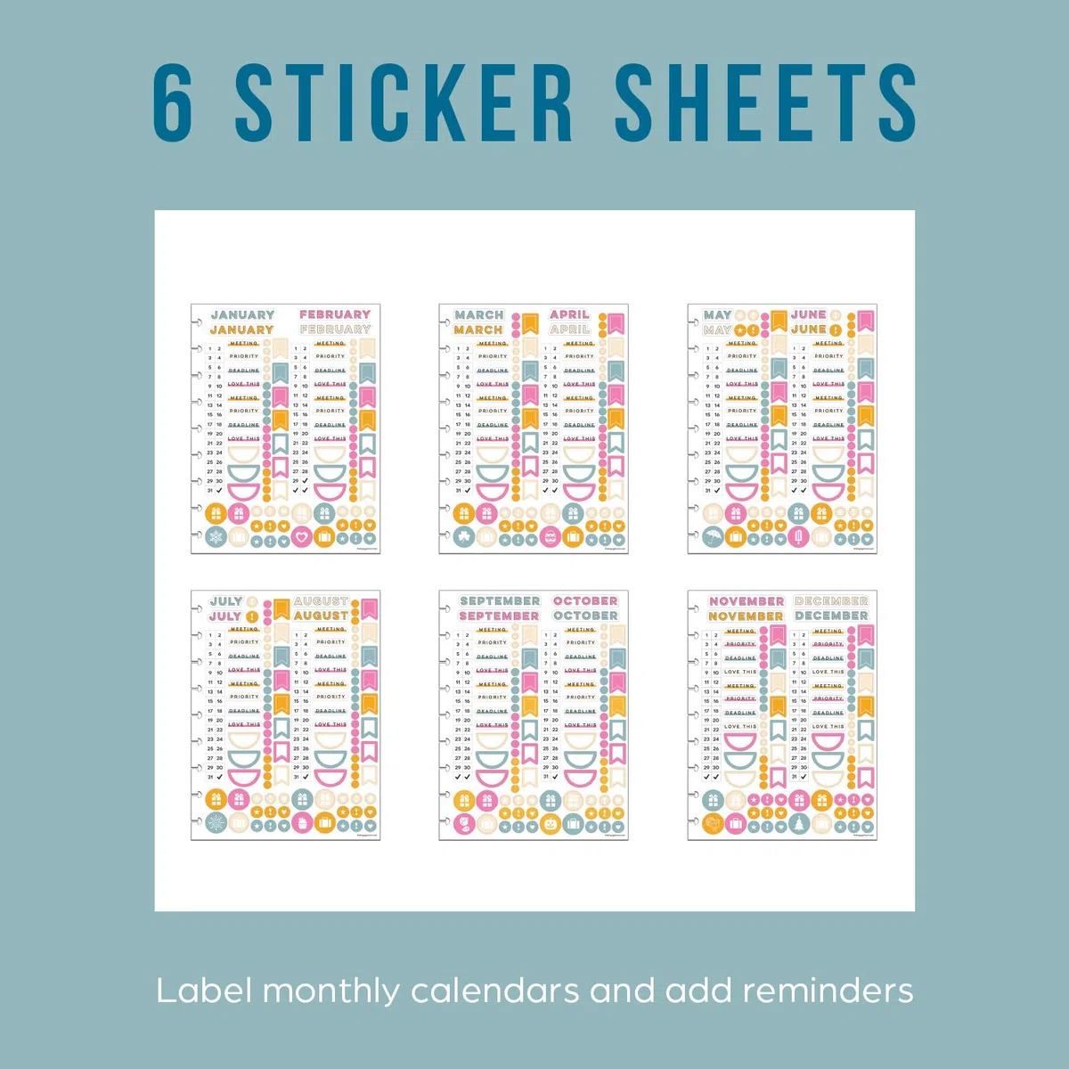 Happy Planner Plan + Planificador mensual de notas y cuaderno rayado, planificador de 12 meses sin fecha, 95 hojas con 4 separadores y 12 hojas de calcomanías, tema mágico bueno, tamaño grande, 8.5 x