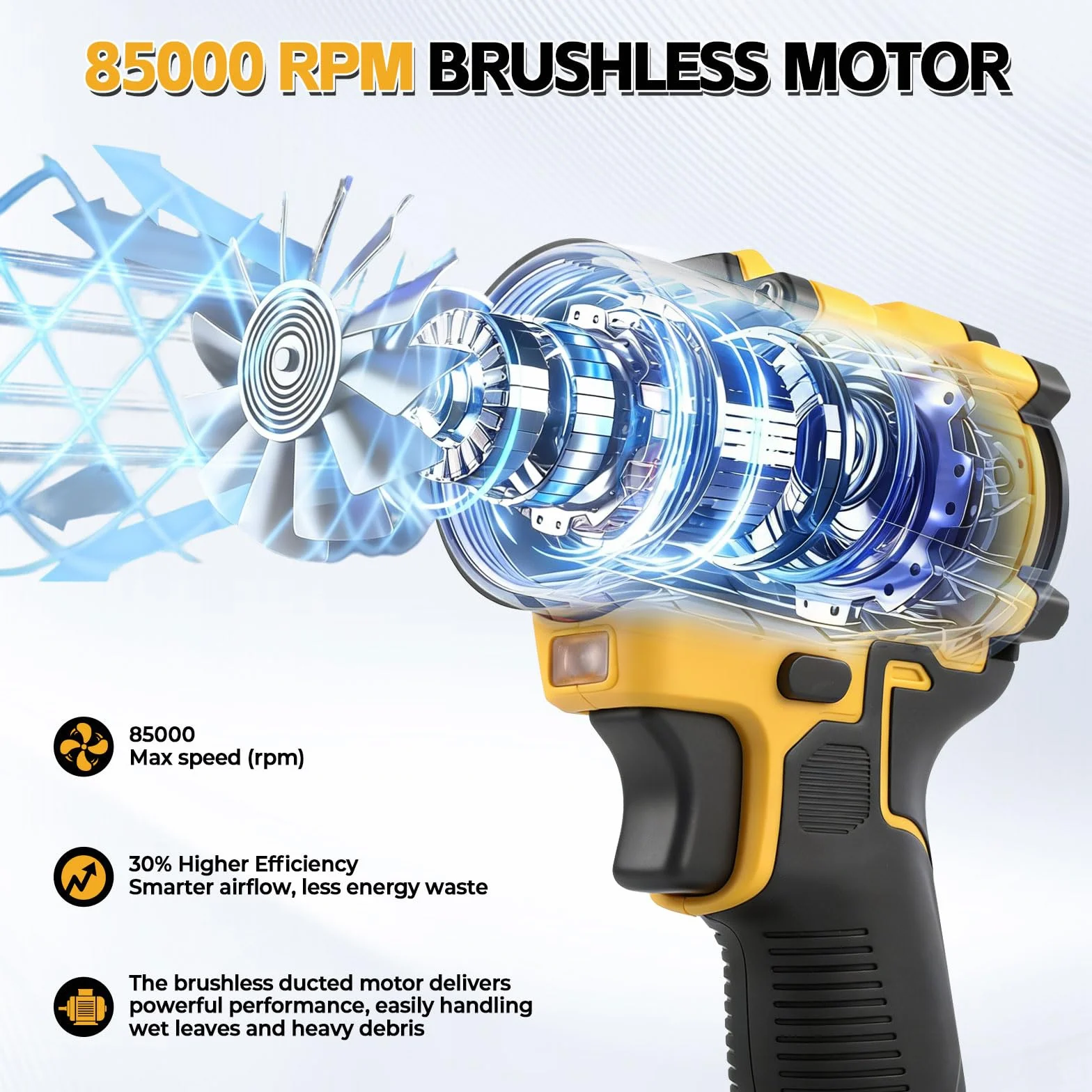 Soplador y aspiradora inalámbricos 2 en 1 compatibles batería Dewalt 18V, soplador aire sin escobillas 150 W/aspiradora aire comprimido con 5 boquillas para automóviles talleres teclados (sin batería)