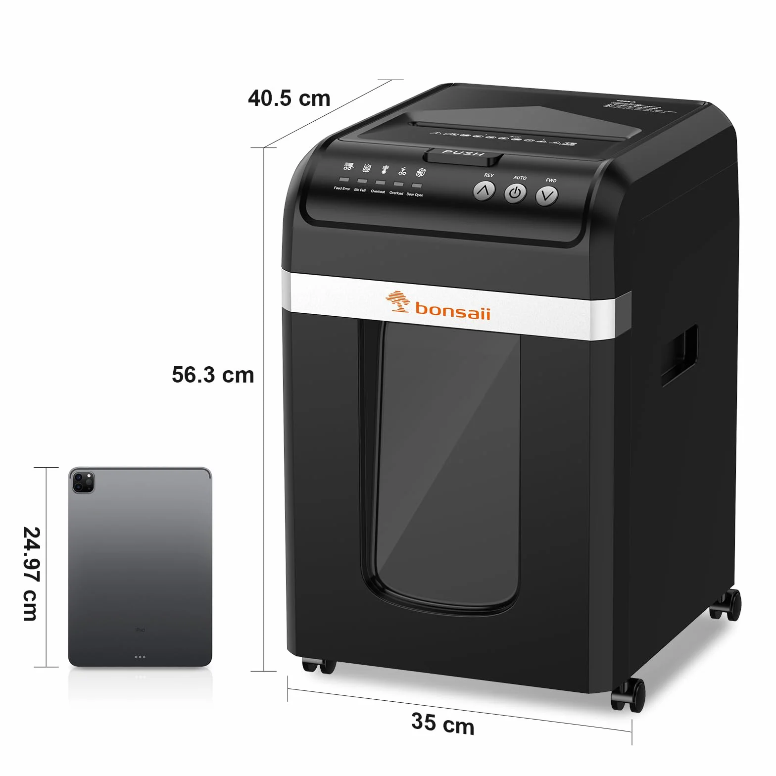 Bonsaii Trituradora de Papel con Alimentación Automática 200 Hojas, Micro-Corte P-4, 60 Min Continuo, Bajo Ruido, Ahorro Energía, Contenedor 31L, Modo Manual para Tarjetas, Ideal para Oficina, C283-A