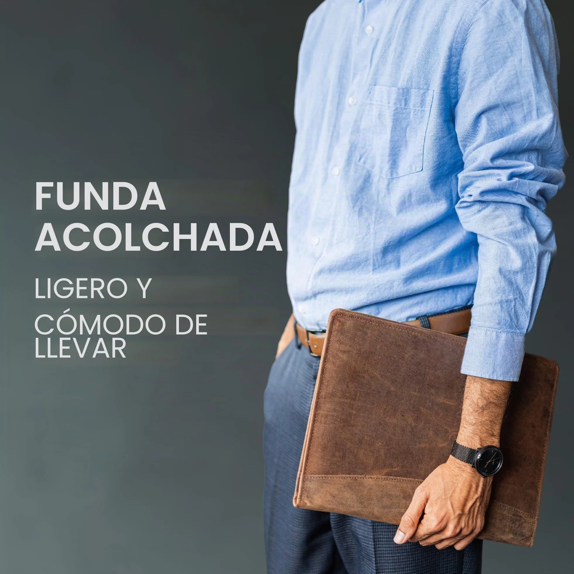 Moonster Portadocumentos de Cuero – Carpeta de Documentos A4 – Portafolio de Cuero con Lujoso Bolígrafo Bloc de Notas y Portatarjetas – Portadocumentos para Mujer y Hombre