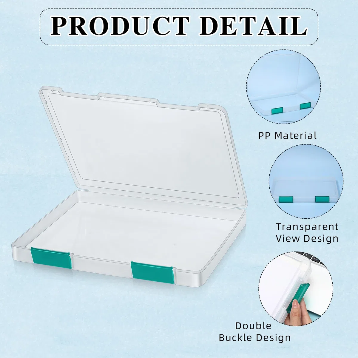 PerKoop 6 cajas de almacenamiento de plástico transparente A4 para documentos, cajas de plástico para juegos de mesa, contenedores de almacenamiento de revistas, protector de archivos con hebilla