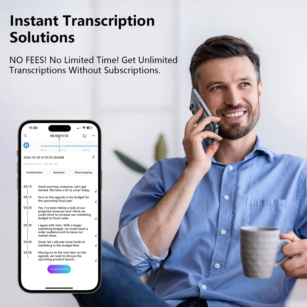 Grabadora de voz IA, grabadora de voz sin cargo por transcribir y resumir, potenciada por ChatGPT, control de aplicación, compatible con 107 idiomas, memoria de 64 GB, grabadora de voz digital para