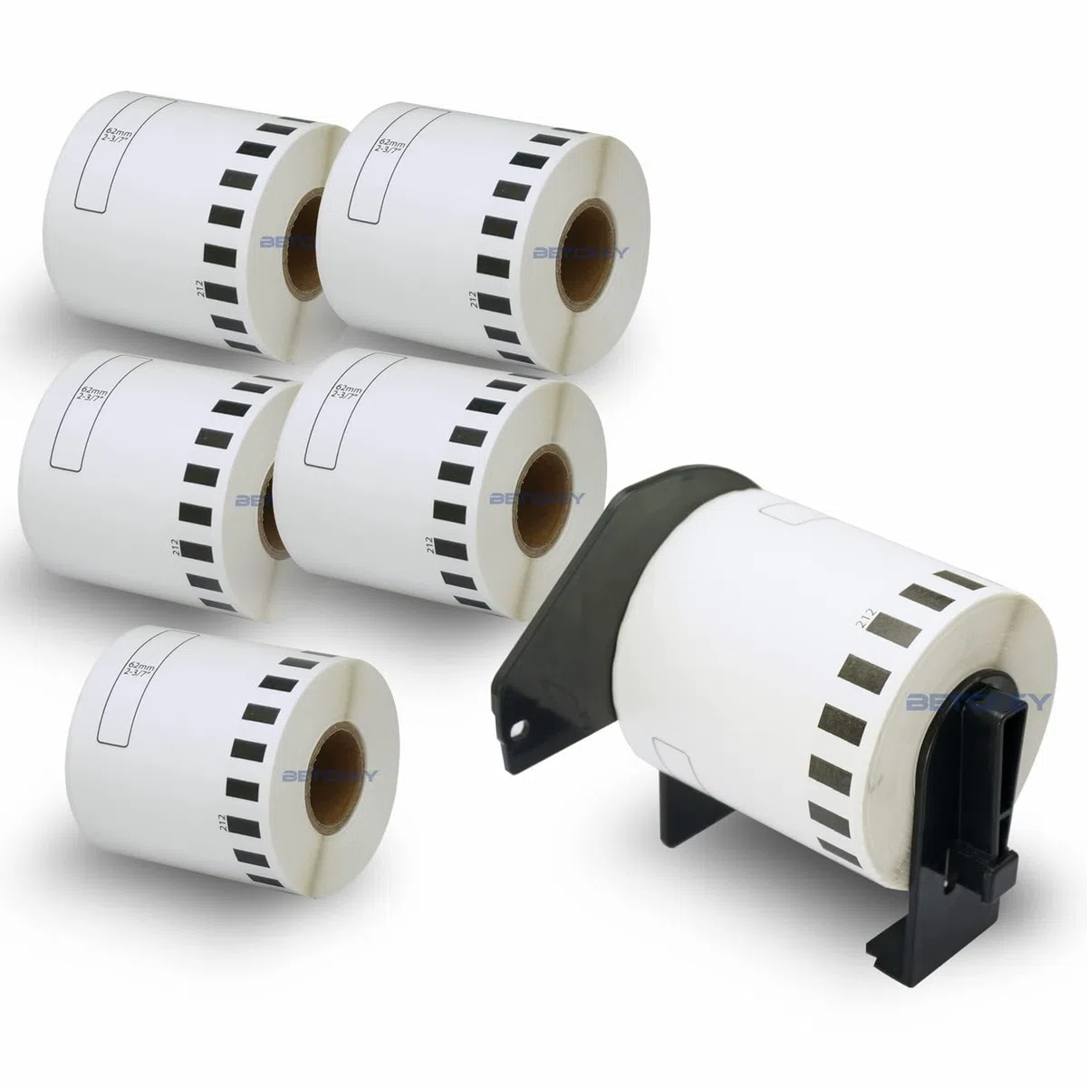 BETCKEY DK-22212 Etiquetas Adhesivas 62mm x 15.24m 6 Rollos Cinta Continua Plástica para Brother QL
