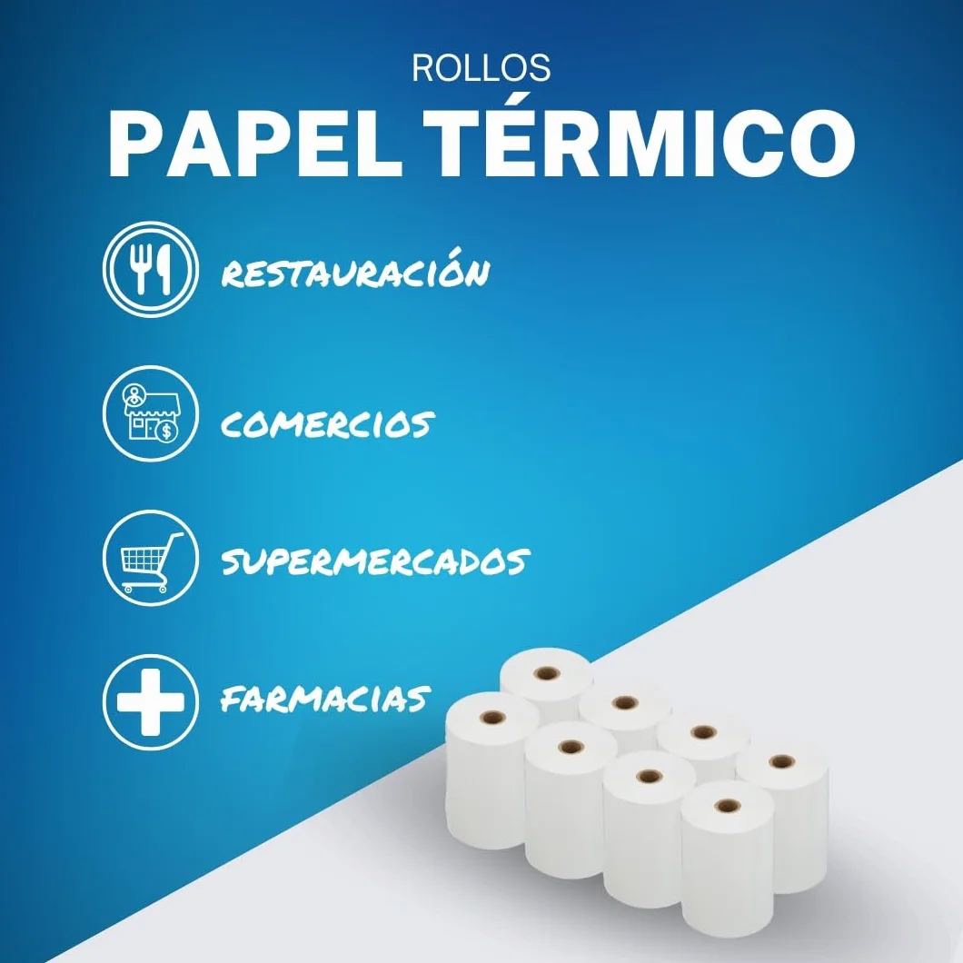 Rollo Papel Térmico Para Impresoras TPV Y Datáfonos 80x60 Caja de 96 Rollos
